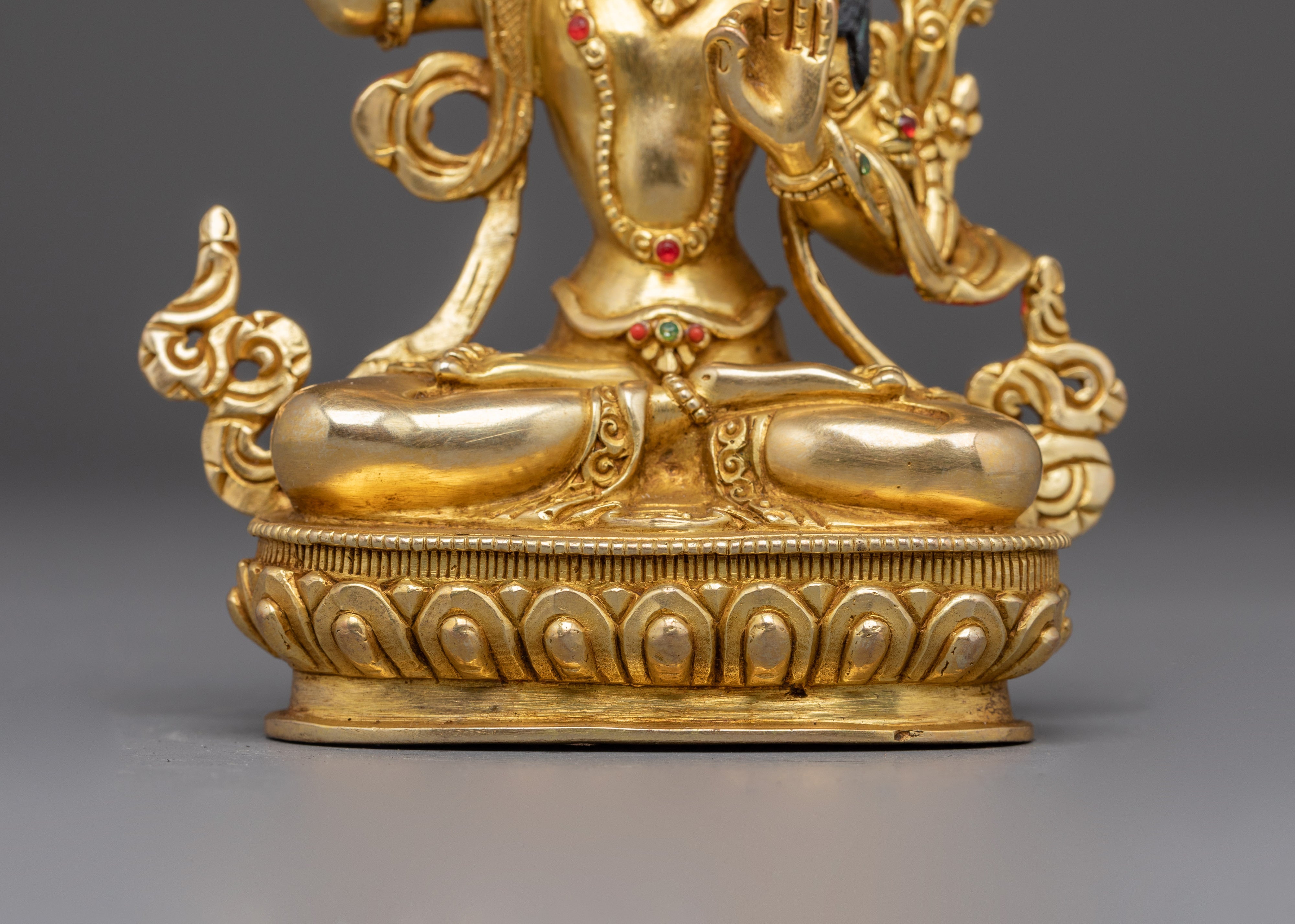 Manjushri, Bodhisattva of Enlightment | Gold Gilded Himalayan Art