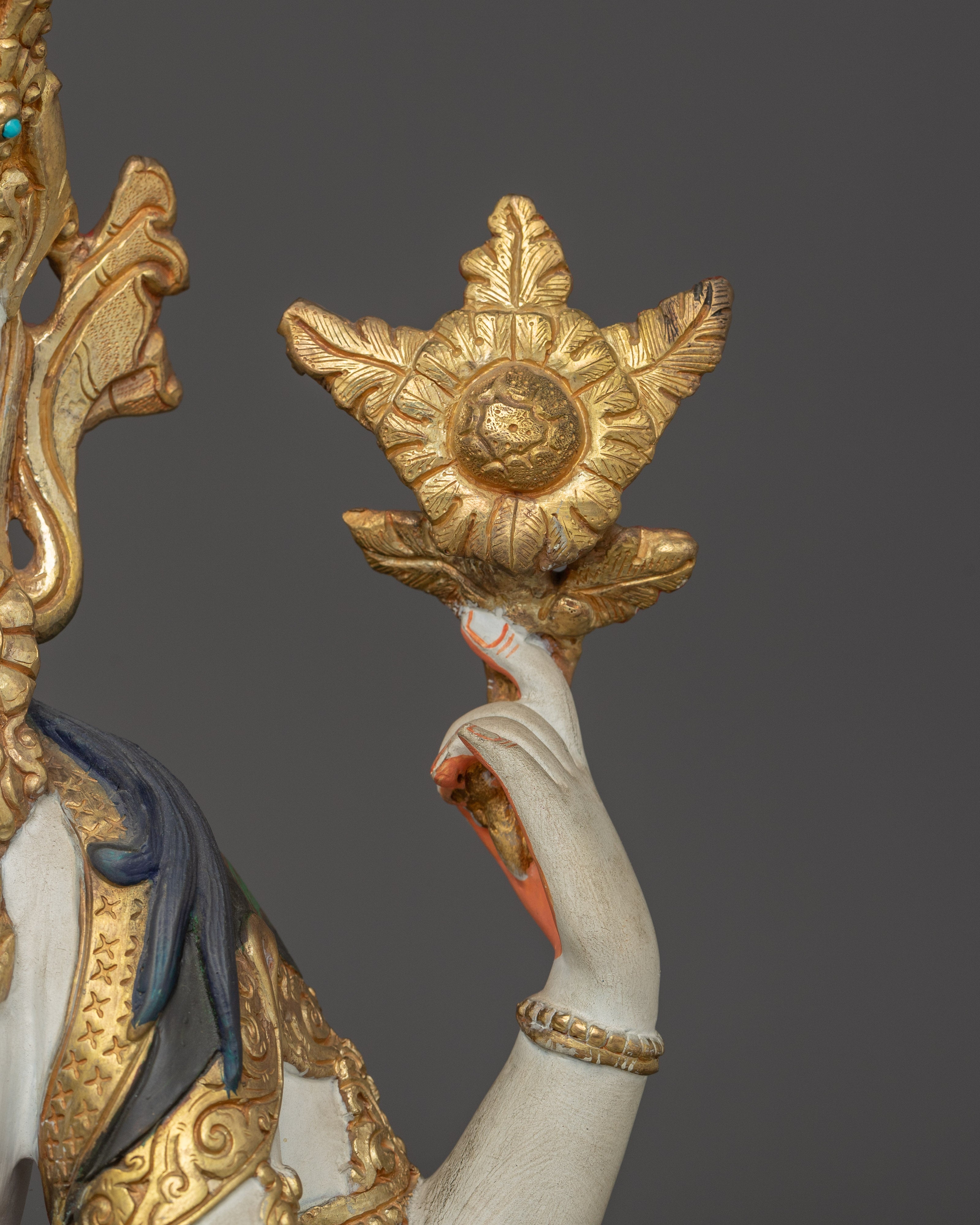 Handcrafted Chenrezig Statue | Gold Gilded Himalayan Art