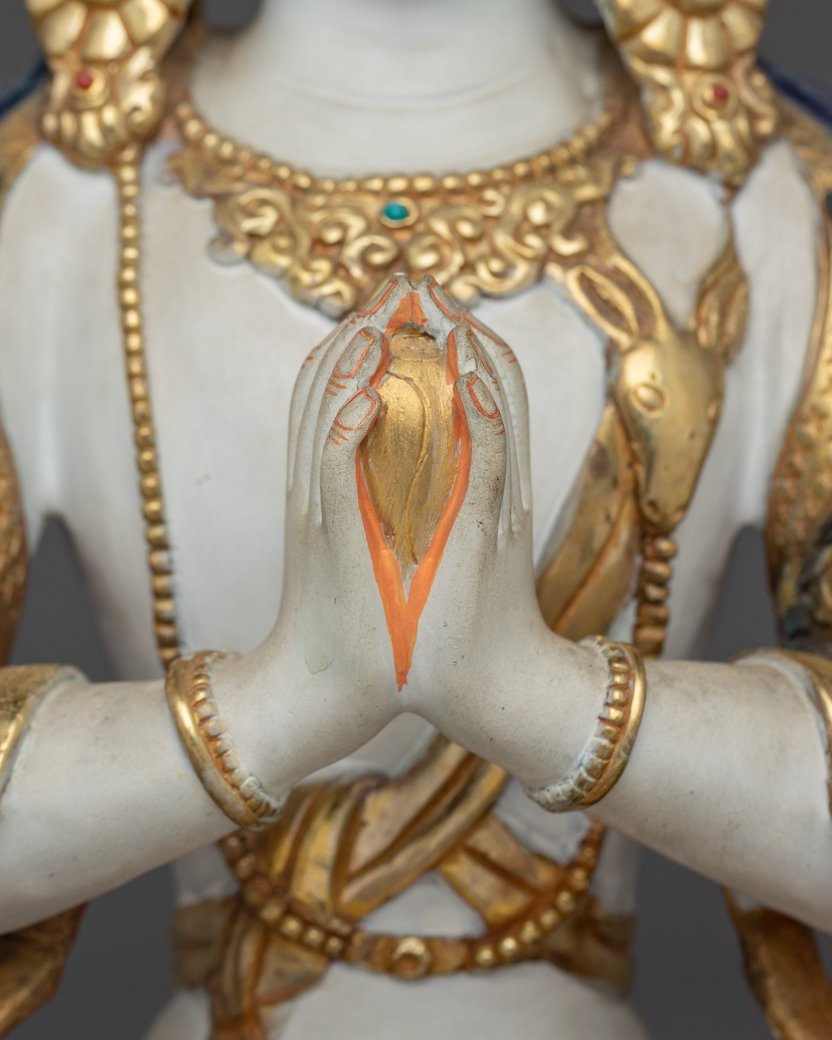 Handcrafted Chenrezig Statue | Gold Gilded Himalayan Art