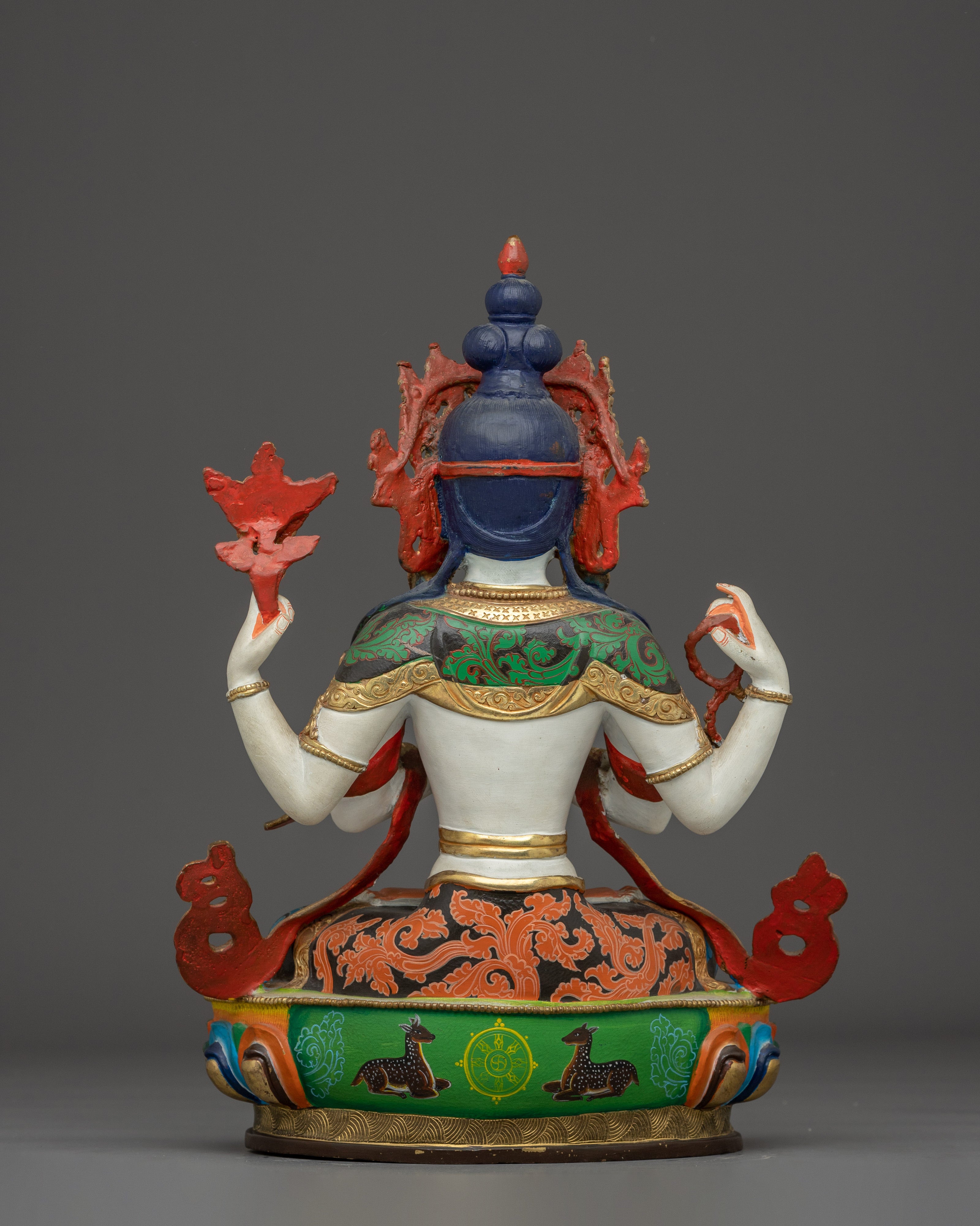 Handcrafted Chenrezig Statue | Gold Gilded Himalayan Art