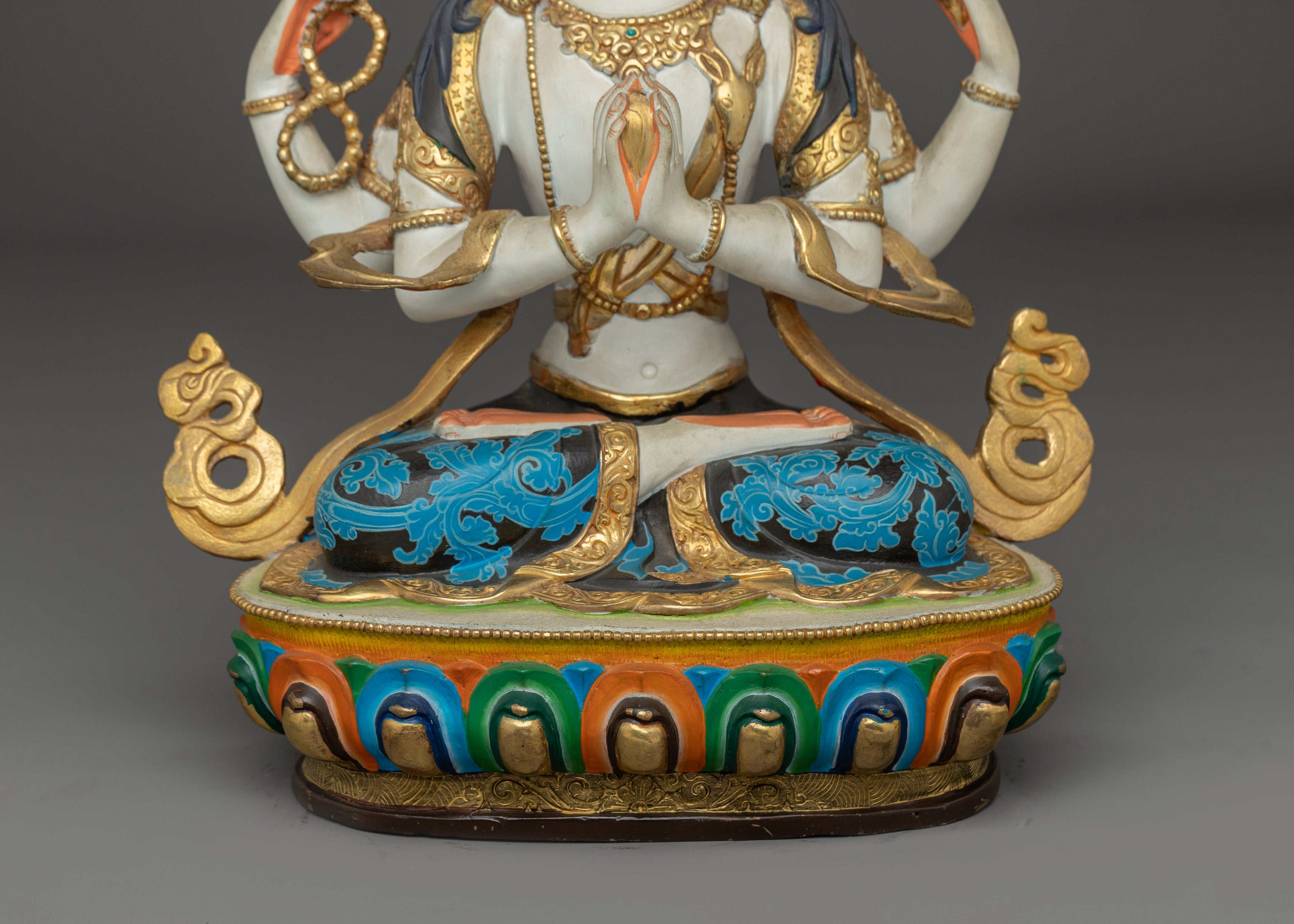 Handcrafted Chenrezig Statue | Gold Gilded Himalayan Art