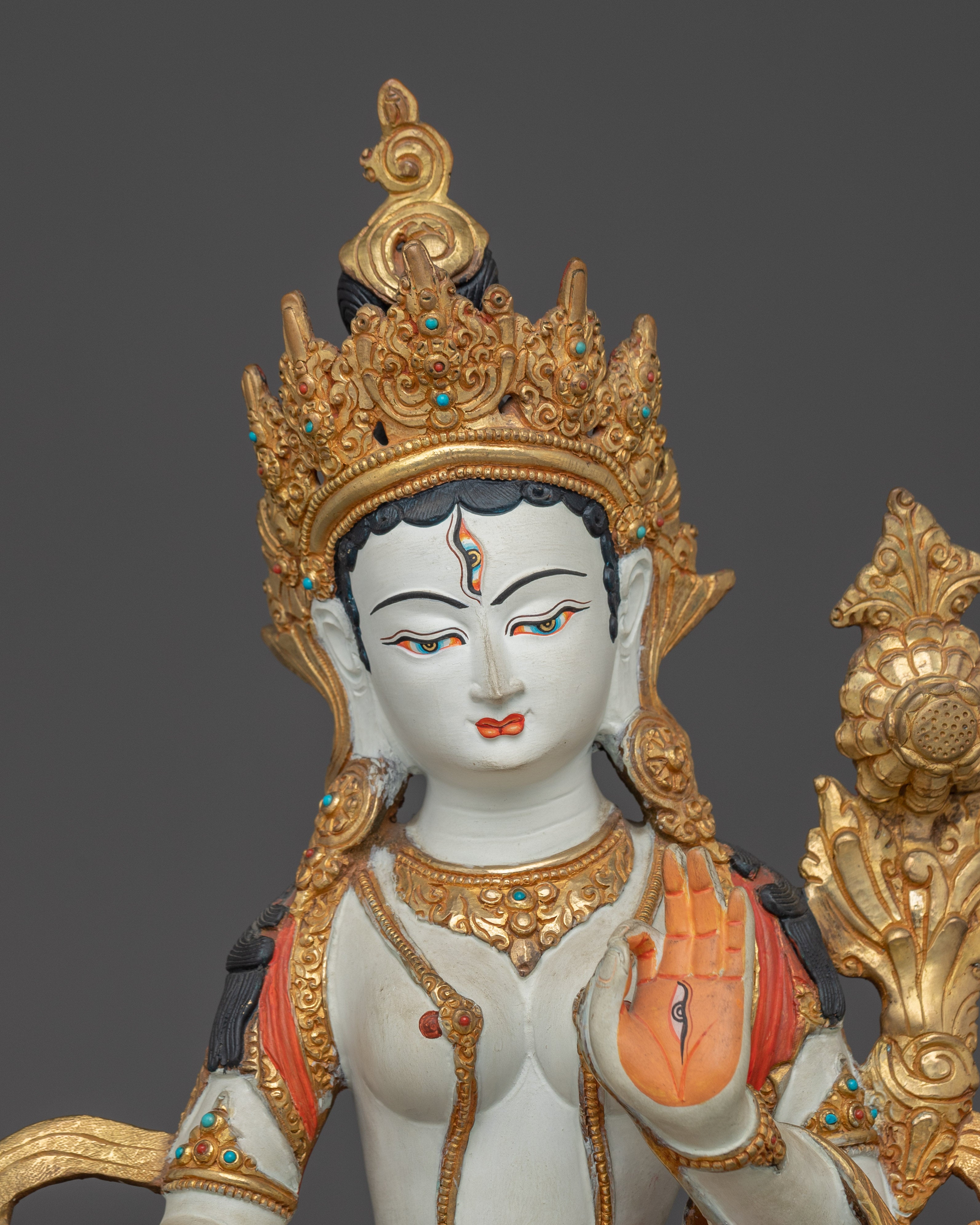 Handcrafted White Tara Statue | Healing Deity for Peace and Longevity