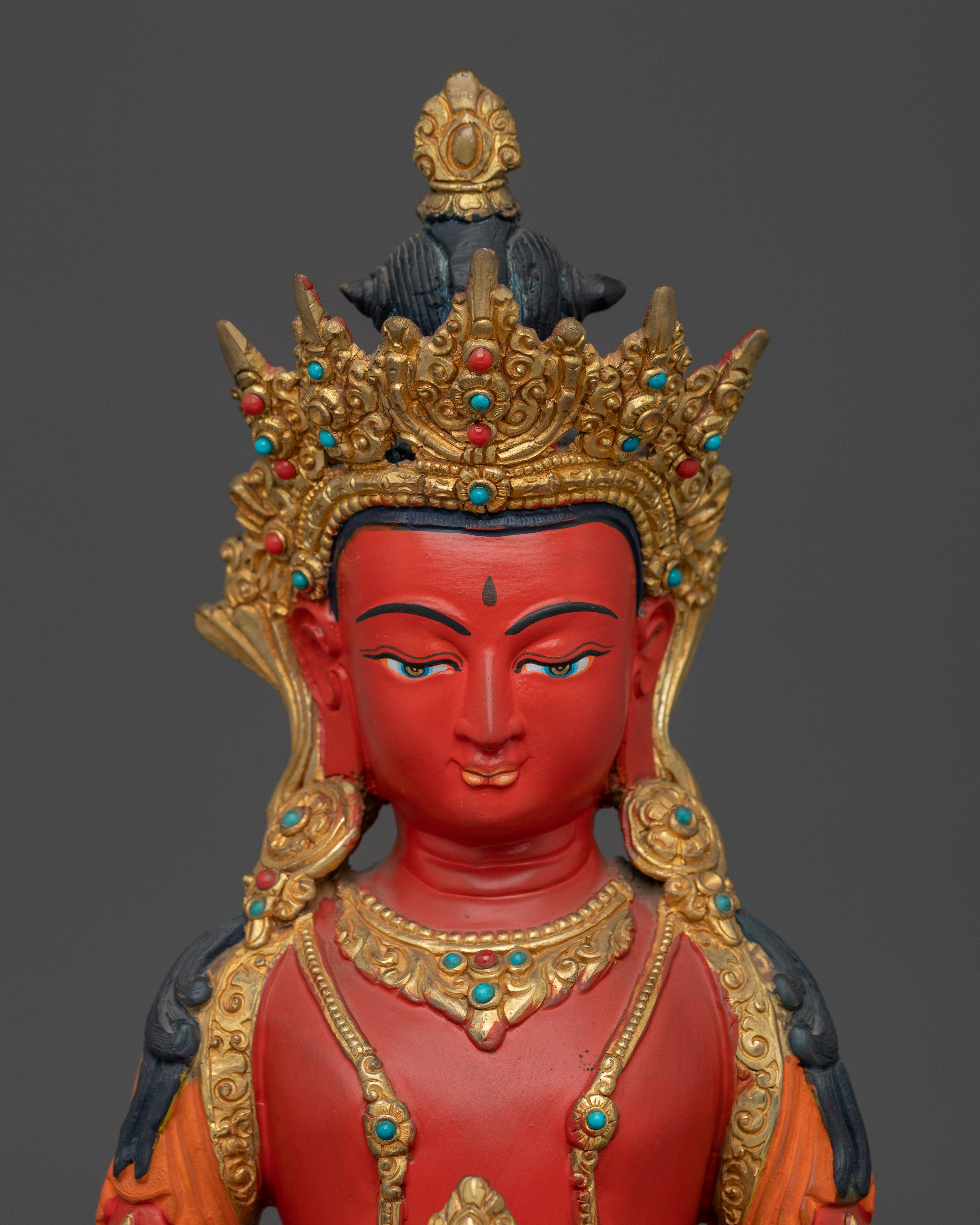 Red Amitayus Statue for Meditation Guide