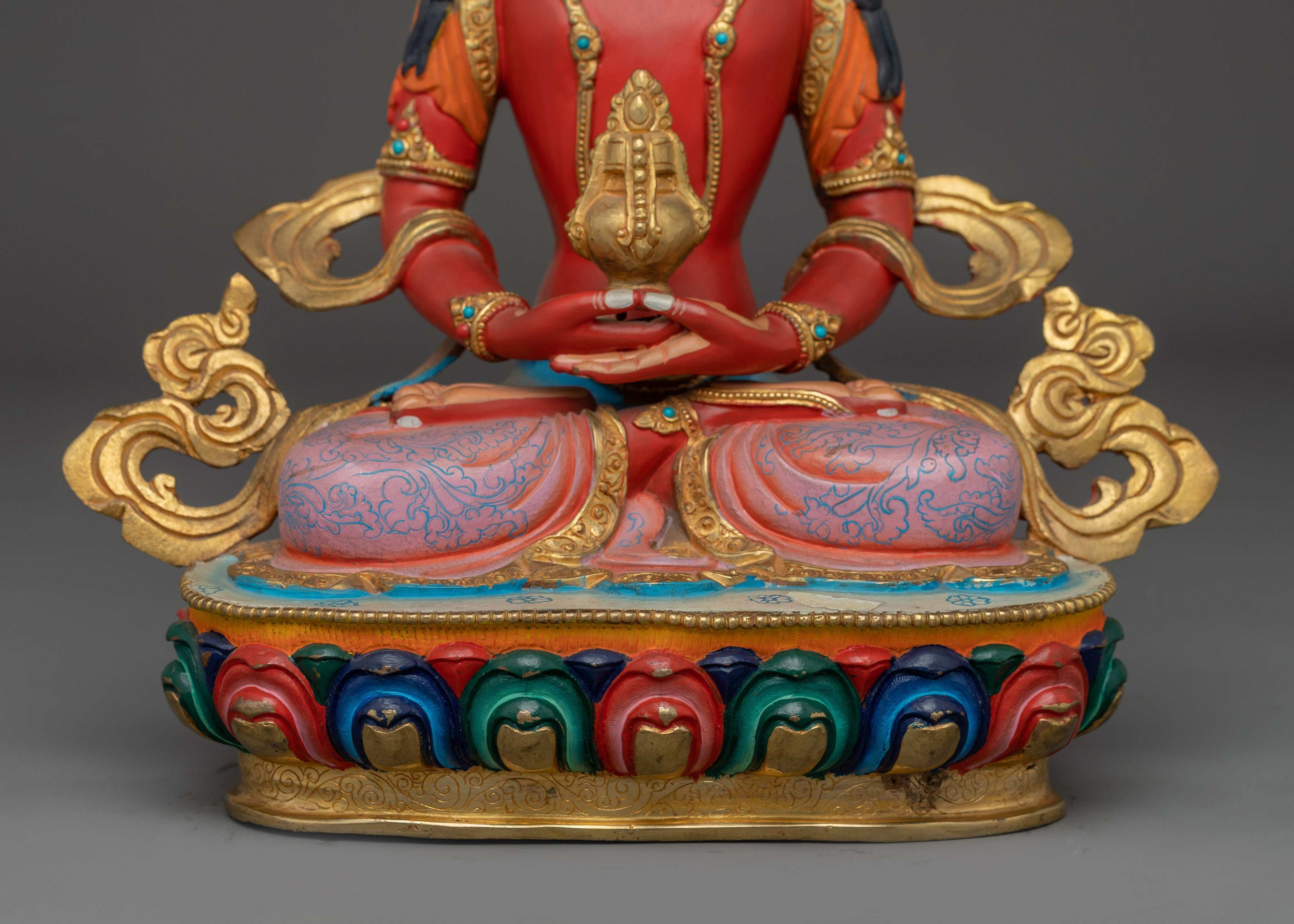 Red Amitayus Statue for Meditation Guide
