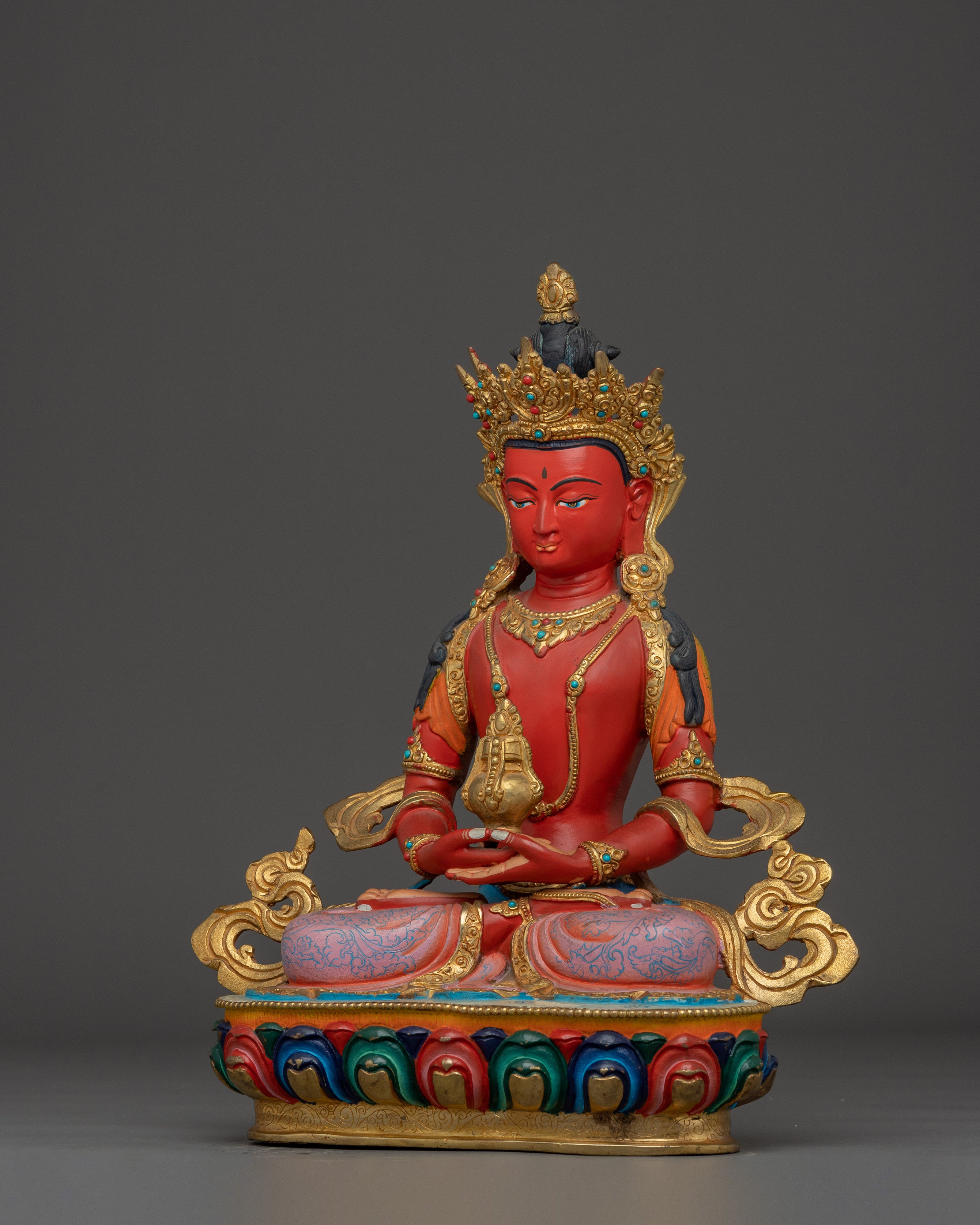 Red Amitayus Statue for Meditation Guide