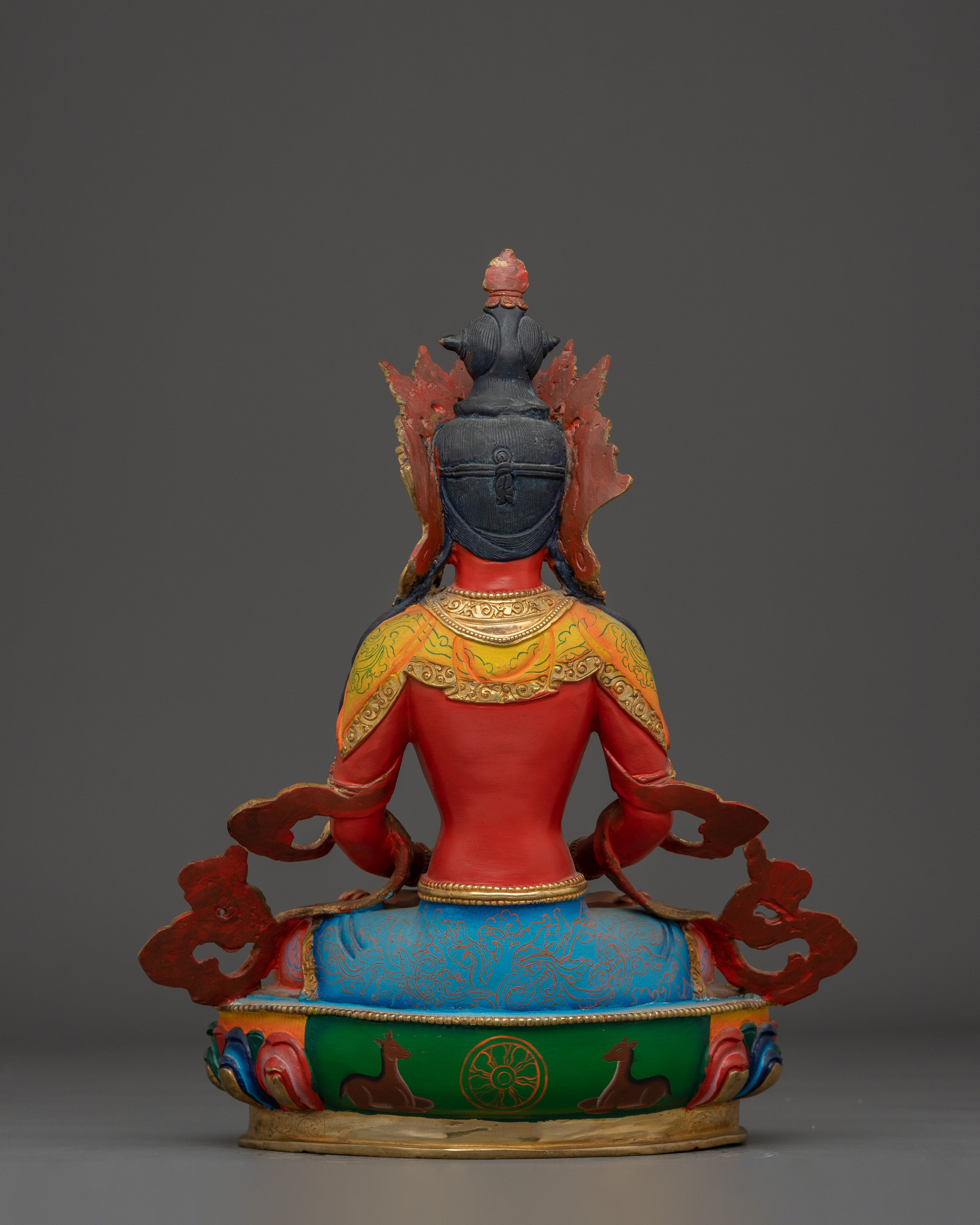 Red Amitayus Statue for Meditation Guide