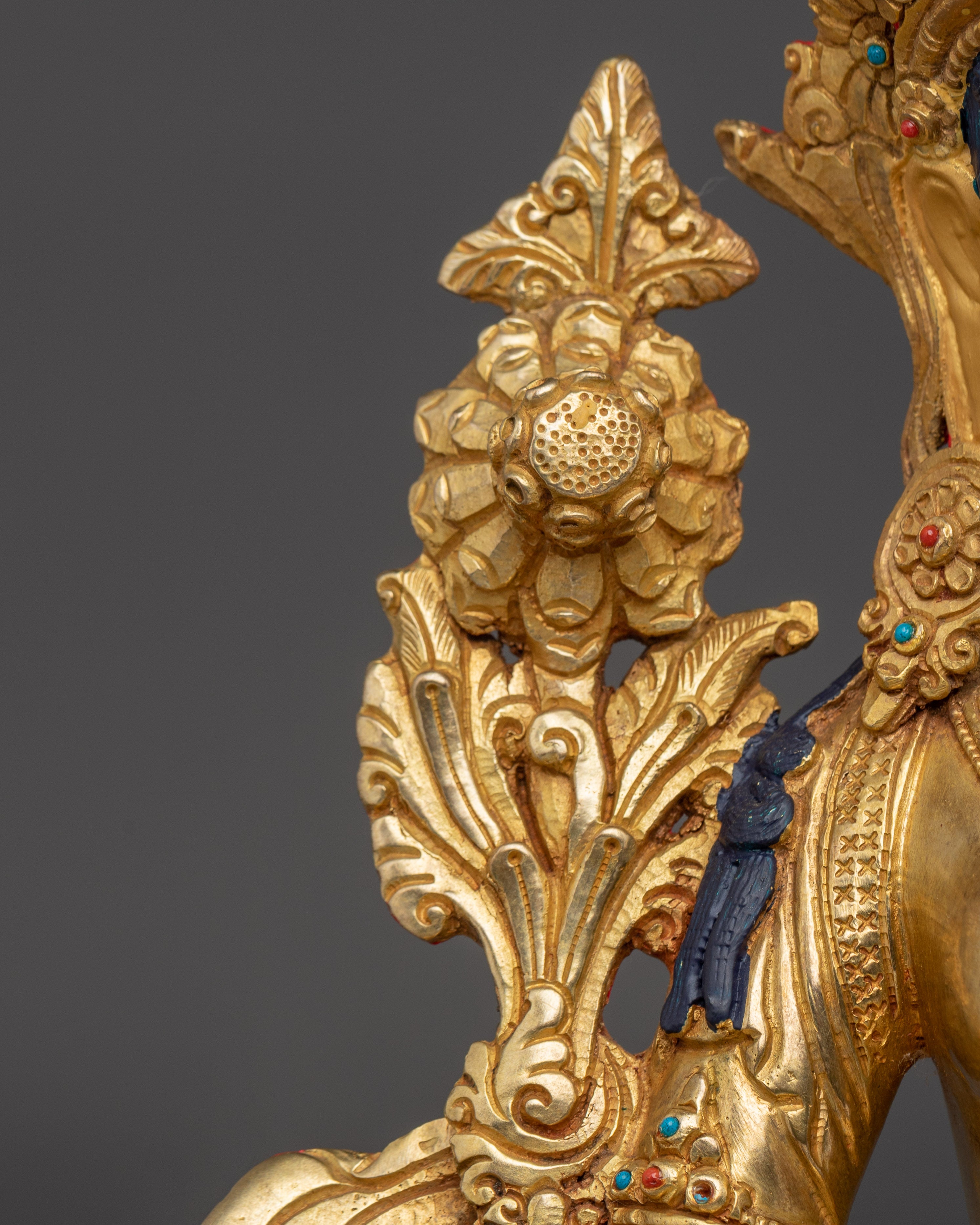 13.39 Inches Golden White Tara Statue | Longevity Deity for Healing