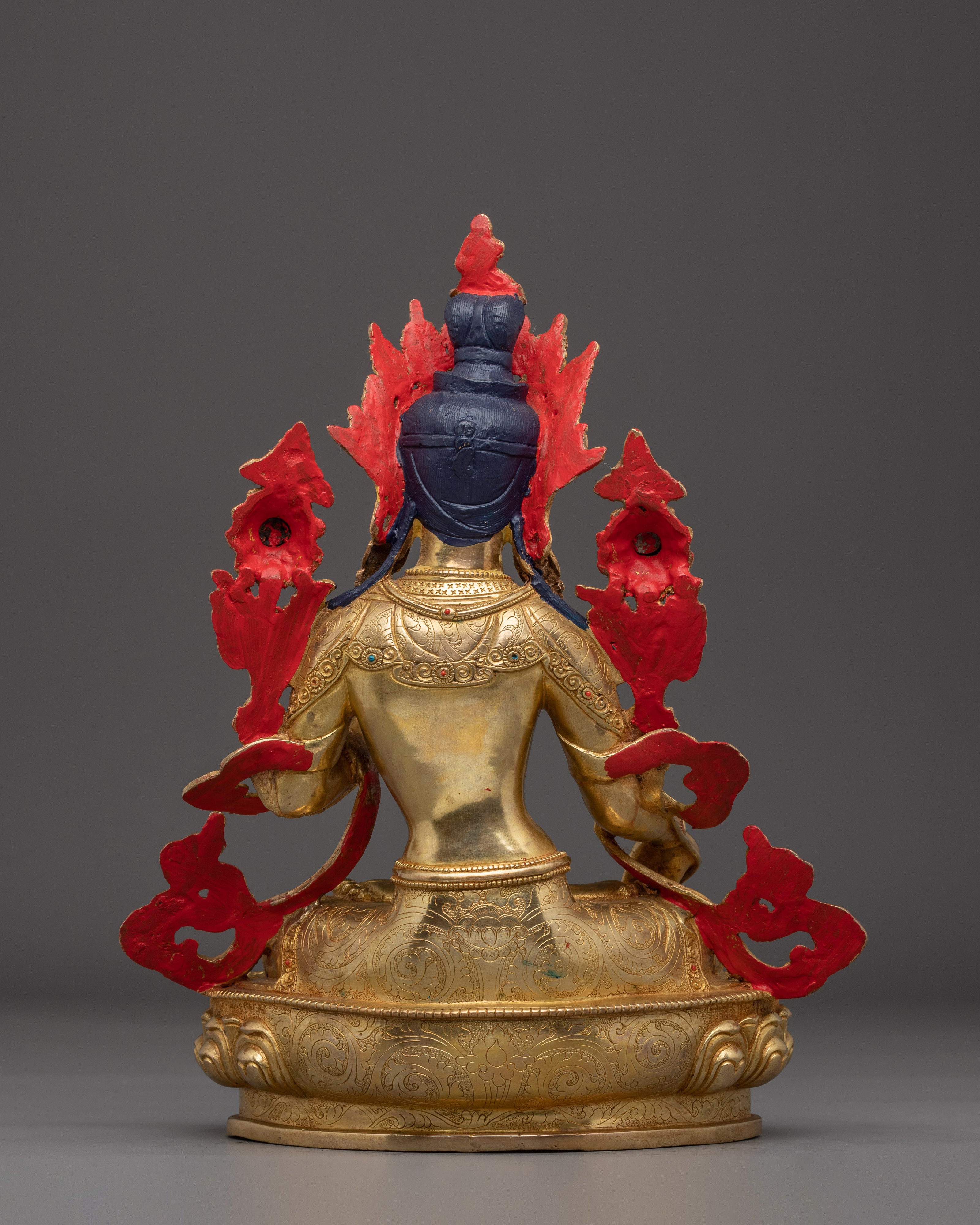 13.39 Inches Golden White Tara Statue | Longevity Deity for Healing