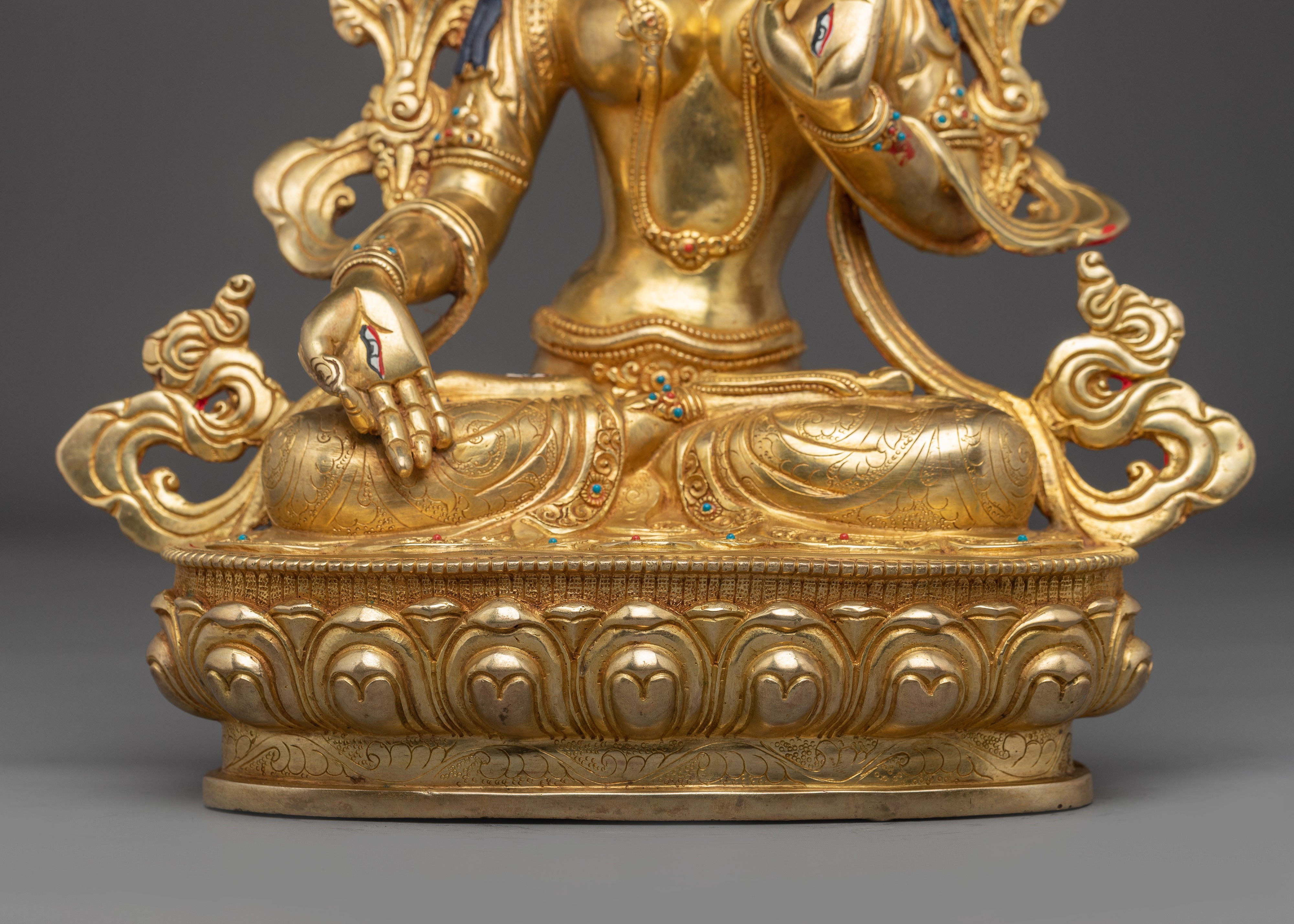 13.39 Inches Golden White Tara Statue | Longevity Deity for Healing