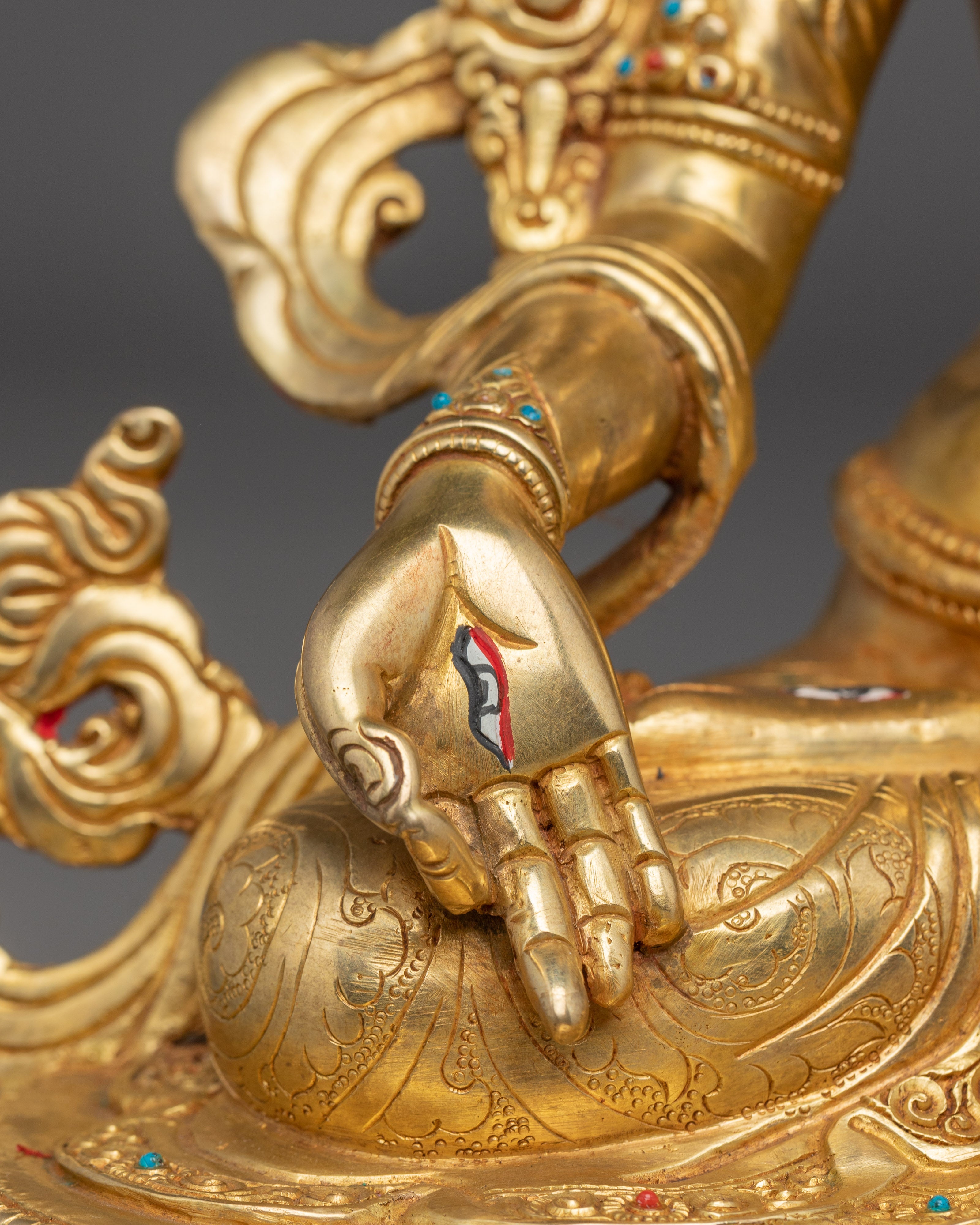 13.39 Inches Golden White Tara Statue | Longevity Deity for Healing