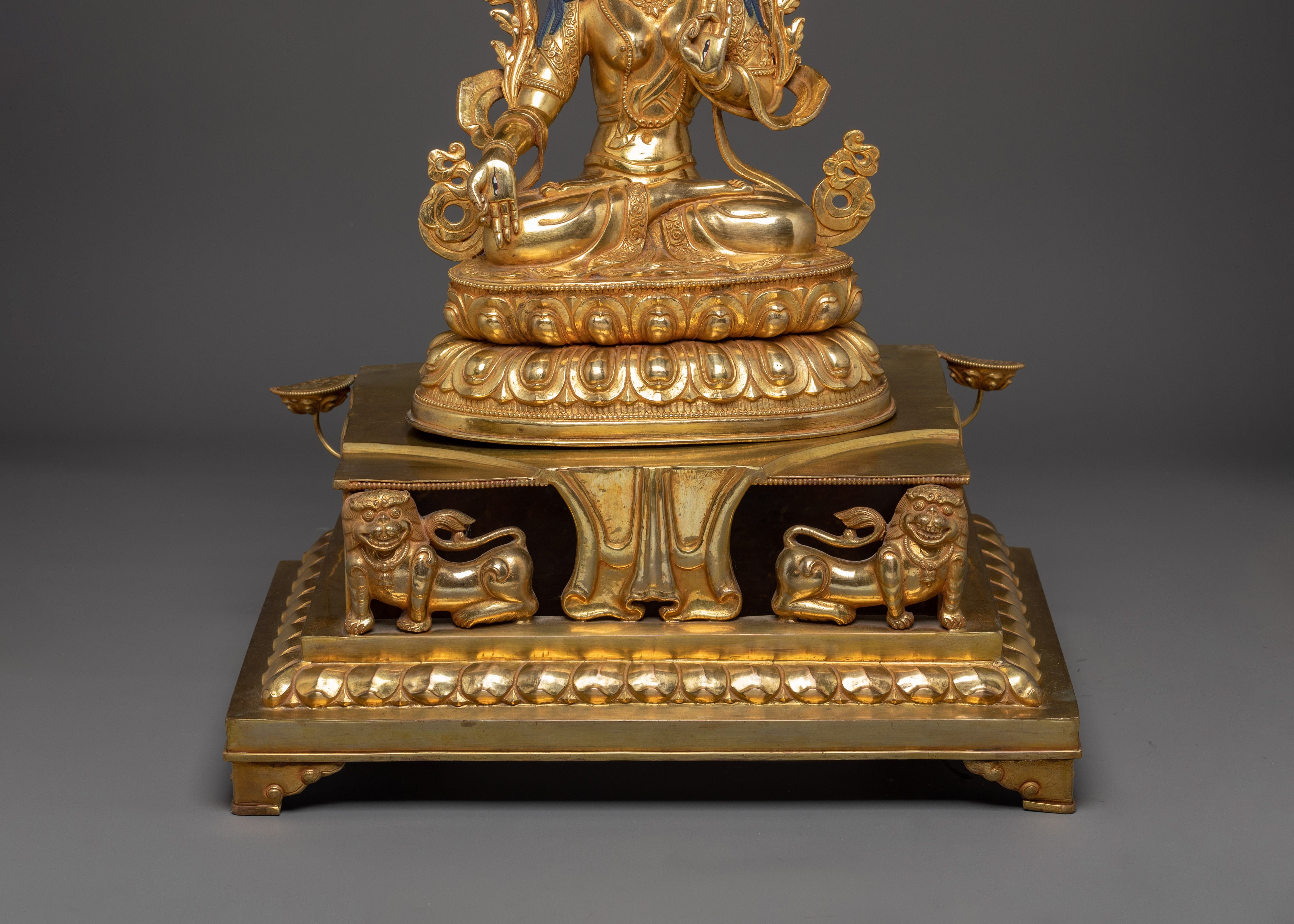Handmade Buddhist White Tara Statue on Throne