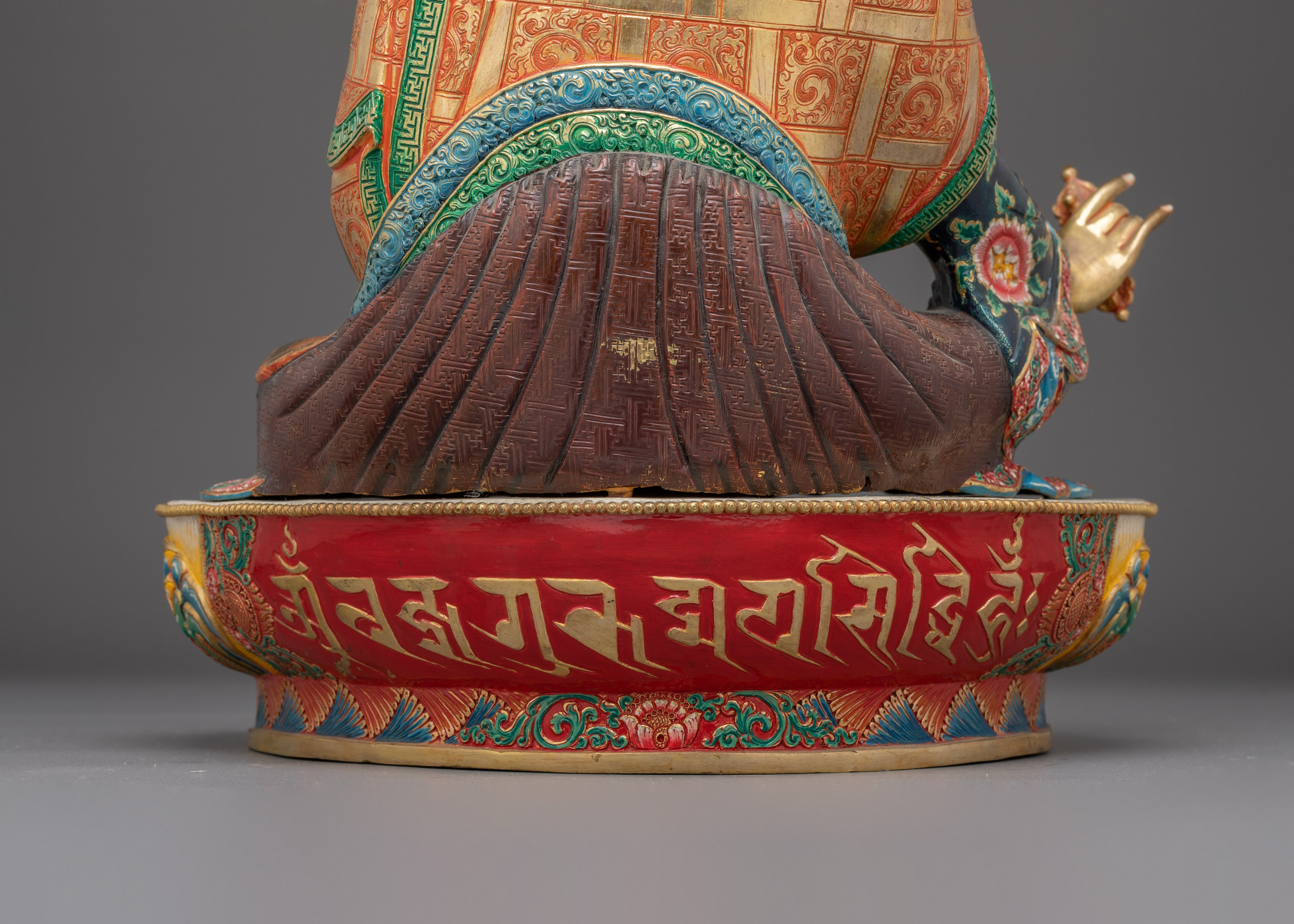 Colorful Guru Rinpoche Statue in 24K Gold | A Symbol of Wisdom & Protection