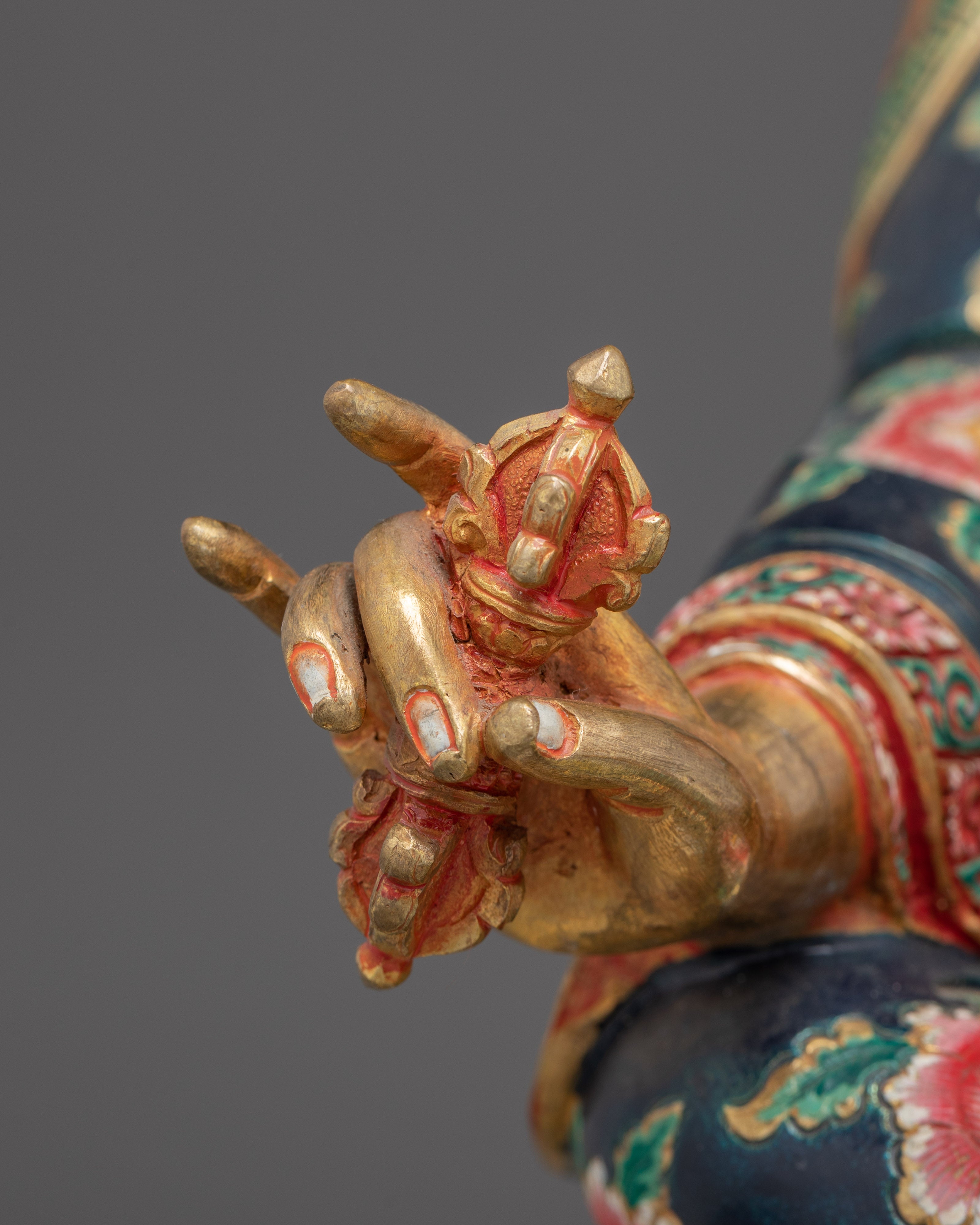 Colorful Guru Rinpoche Statue in 24K Gold | A Symbol of Wisdom & Protection