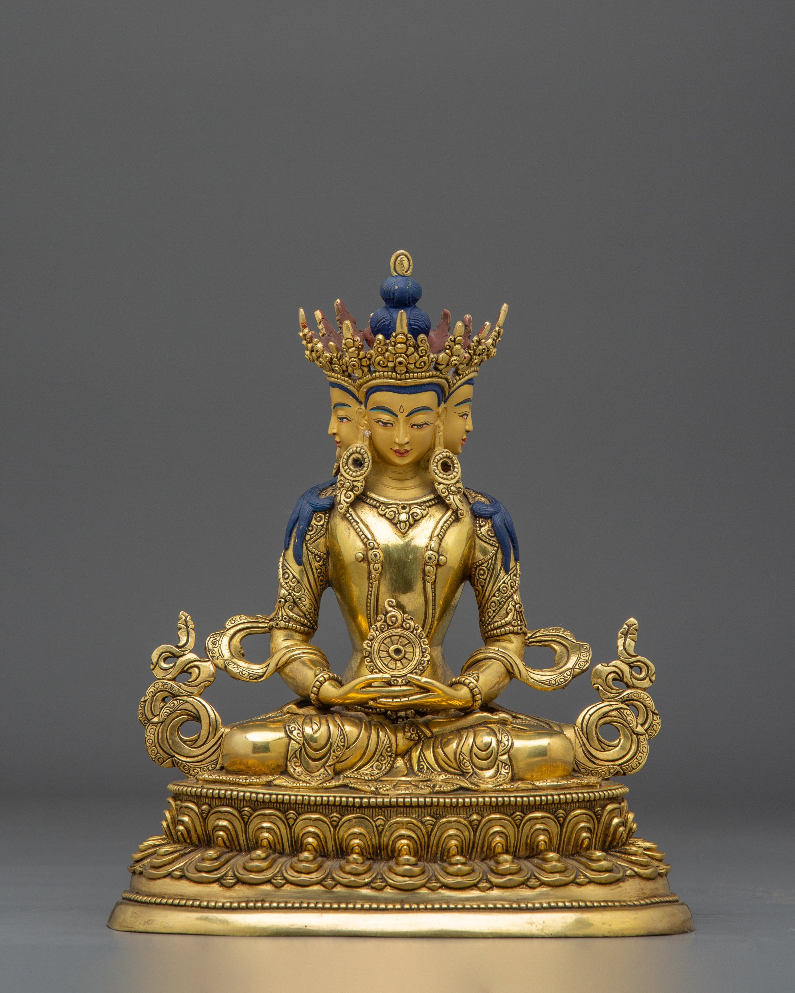 Four-Headed Vairocana Golden Statue | The Cosmic Buddha