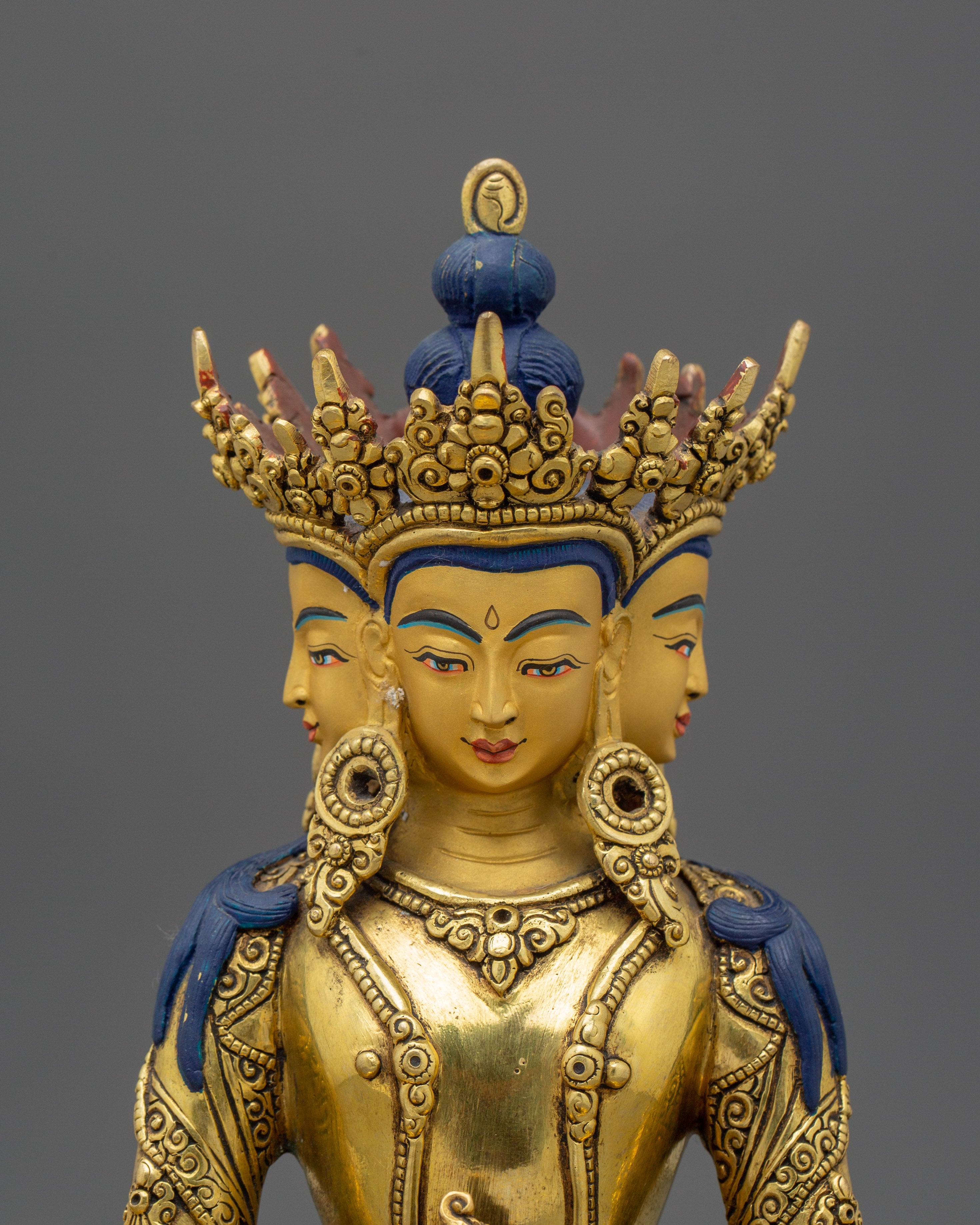 Four-Headed Vairocana Golden Statue | The Cosmic Buddha