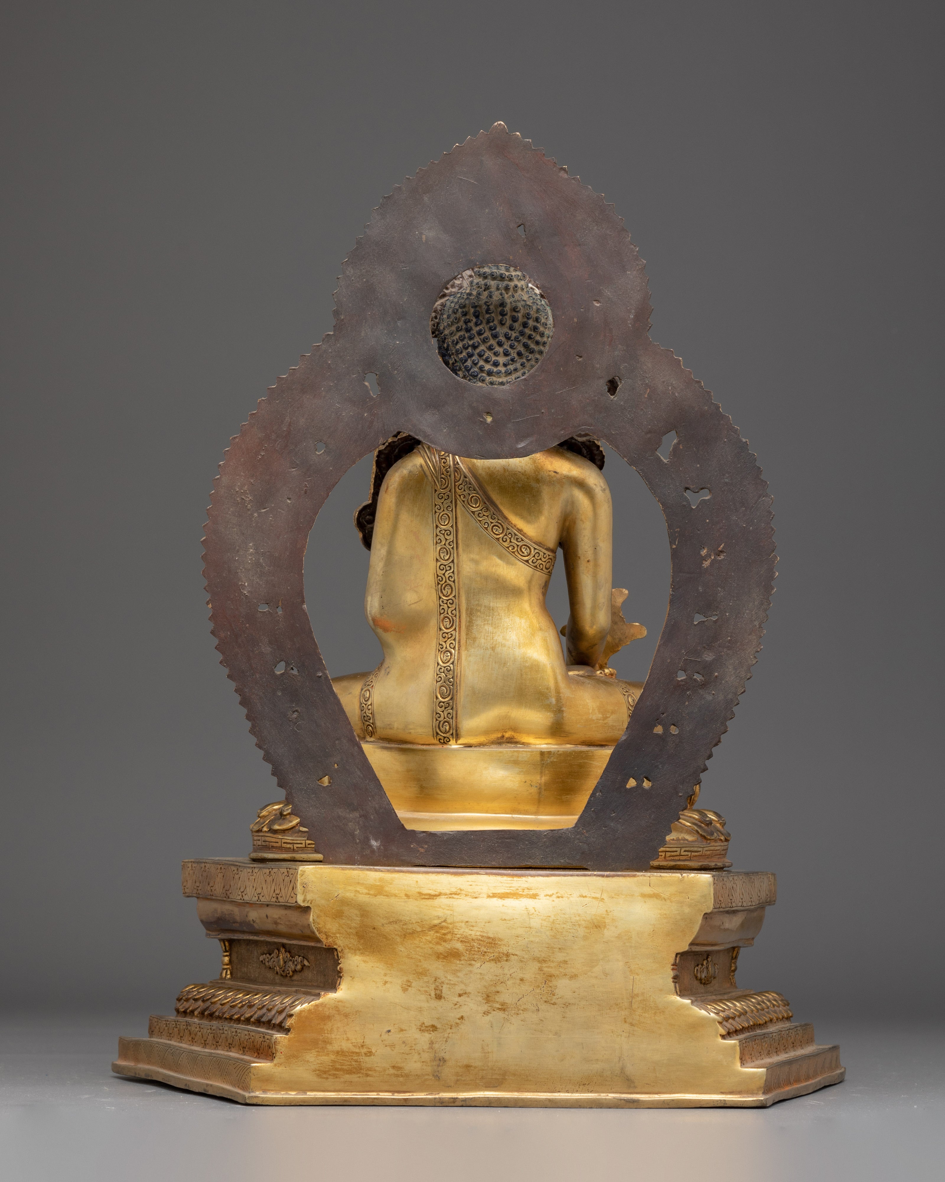Gold Gilded Copper Medicine Buddha Art - Healing Deity in Buddhism