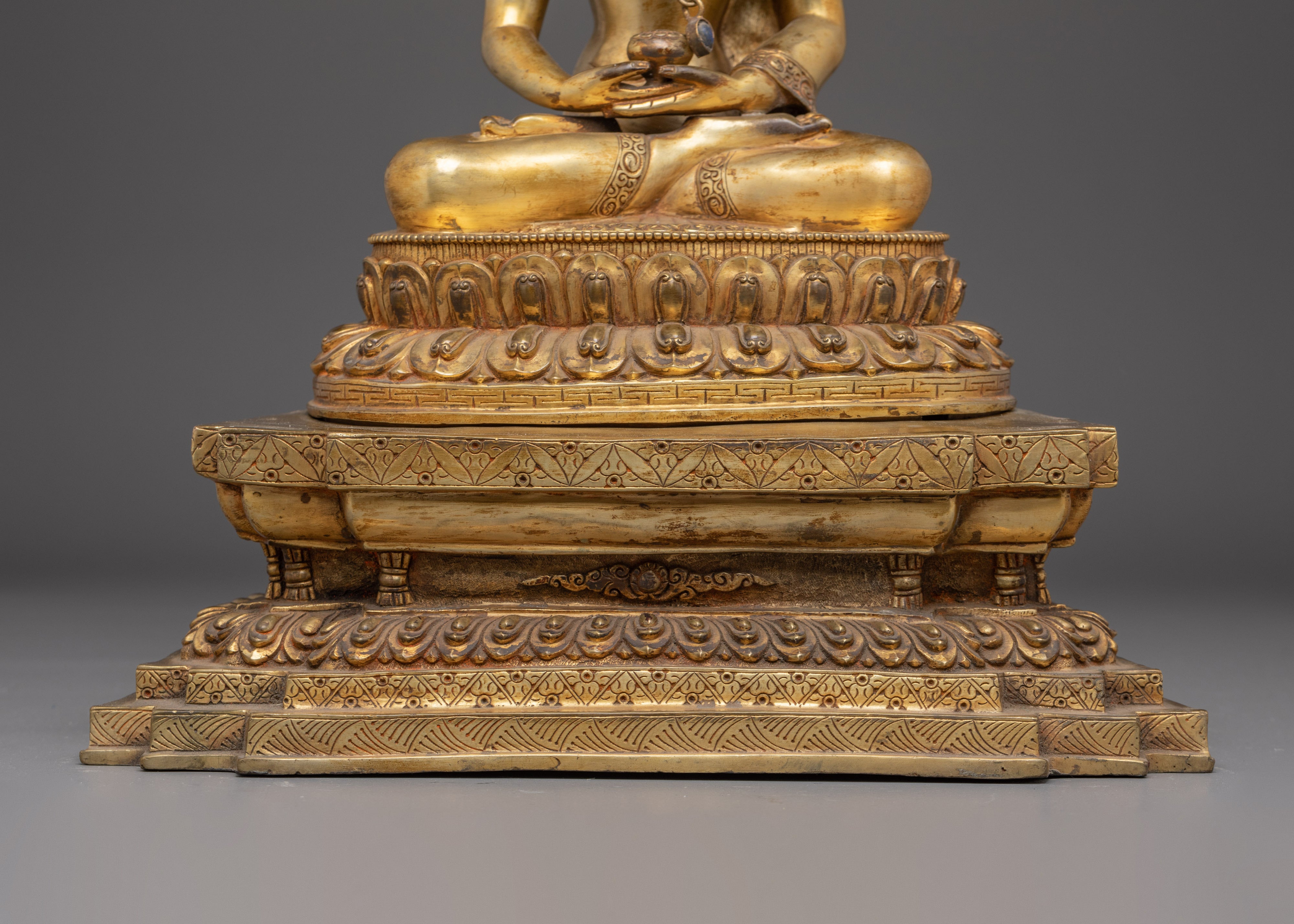 Handmade Gold Gilded Copper Amitabha Buddha Art | Pure Land Buddhist Decoration