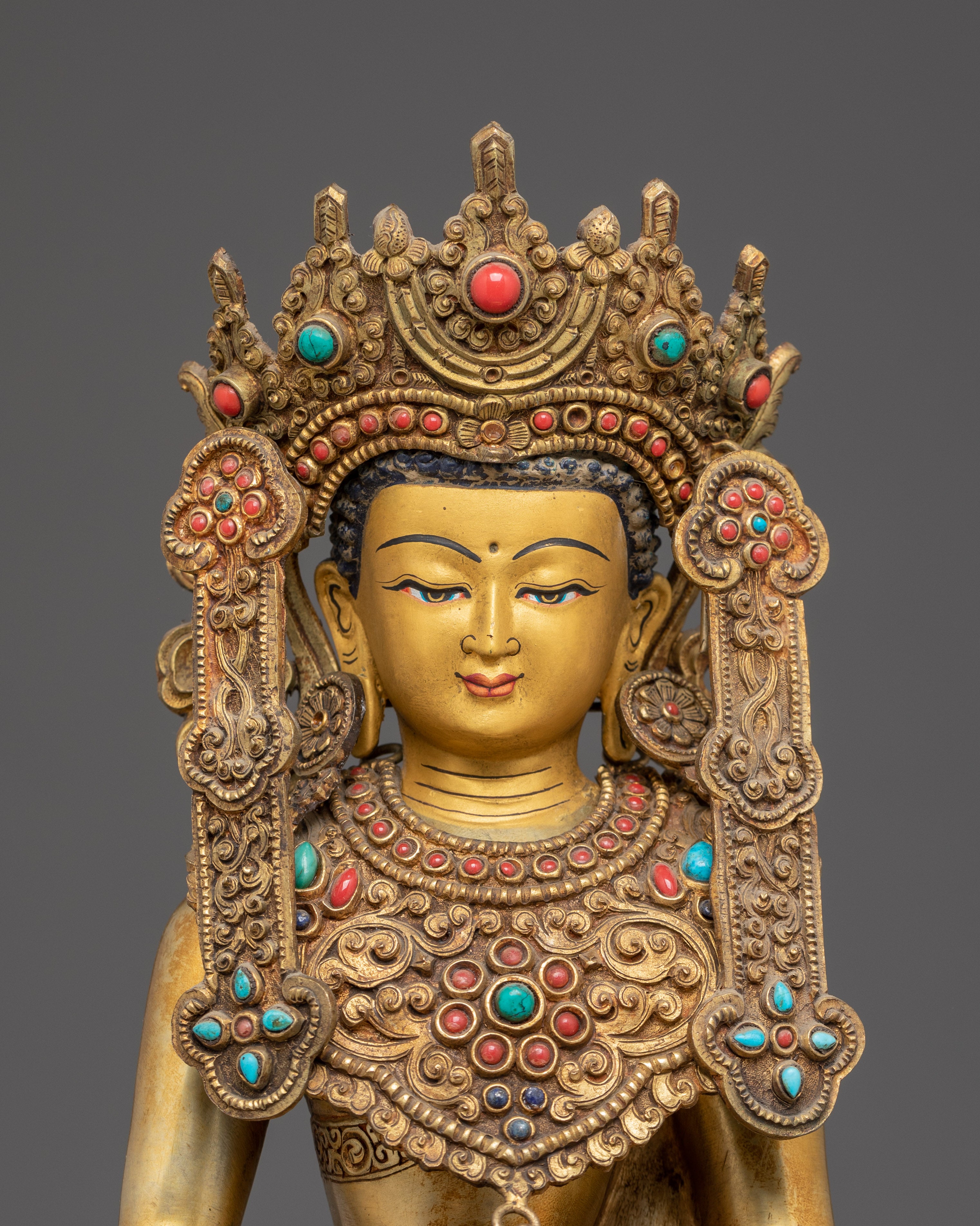 Handmade Gold Gilded Copper Amitabha Buddha Art | Pure Land Buddhist Decoration