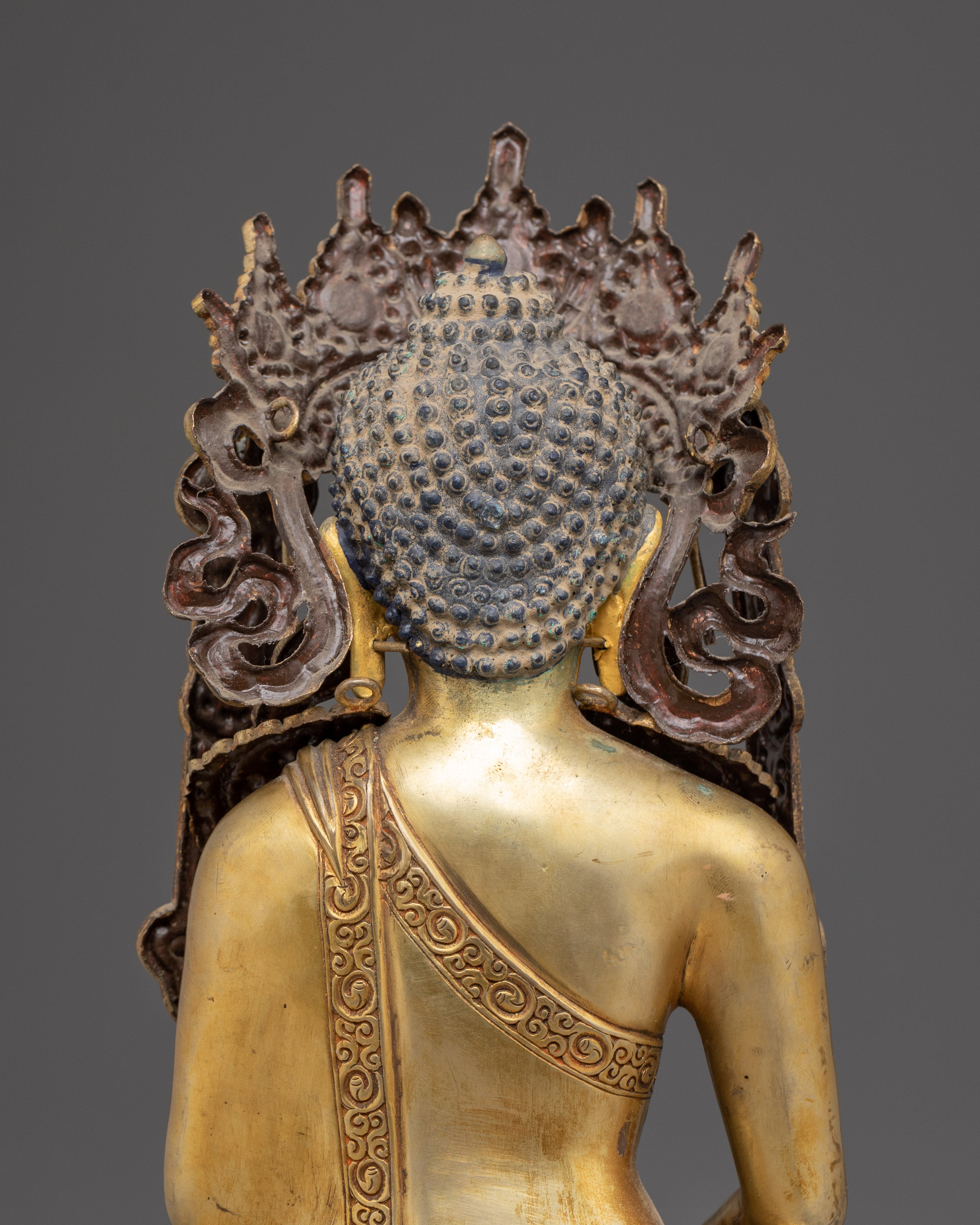 Handmade Gold Gilded Copper Amitabha Buddha Art | Pure Land Buddhist Decoration