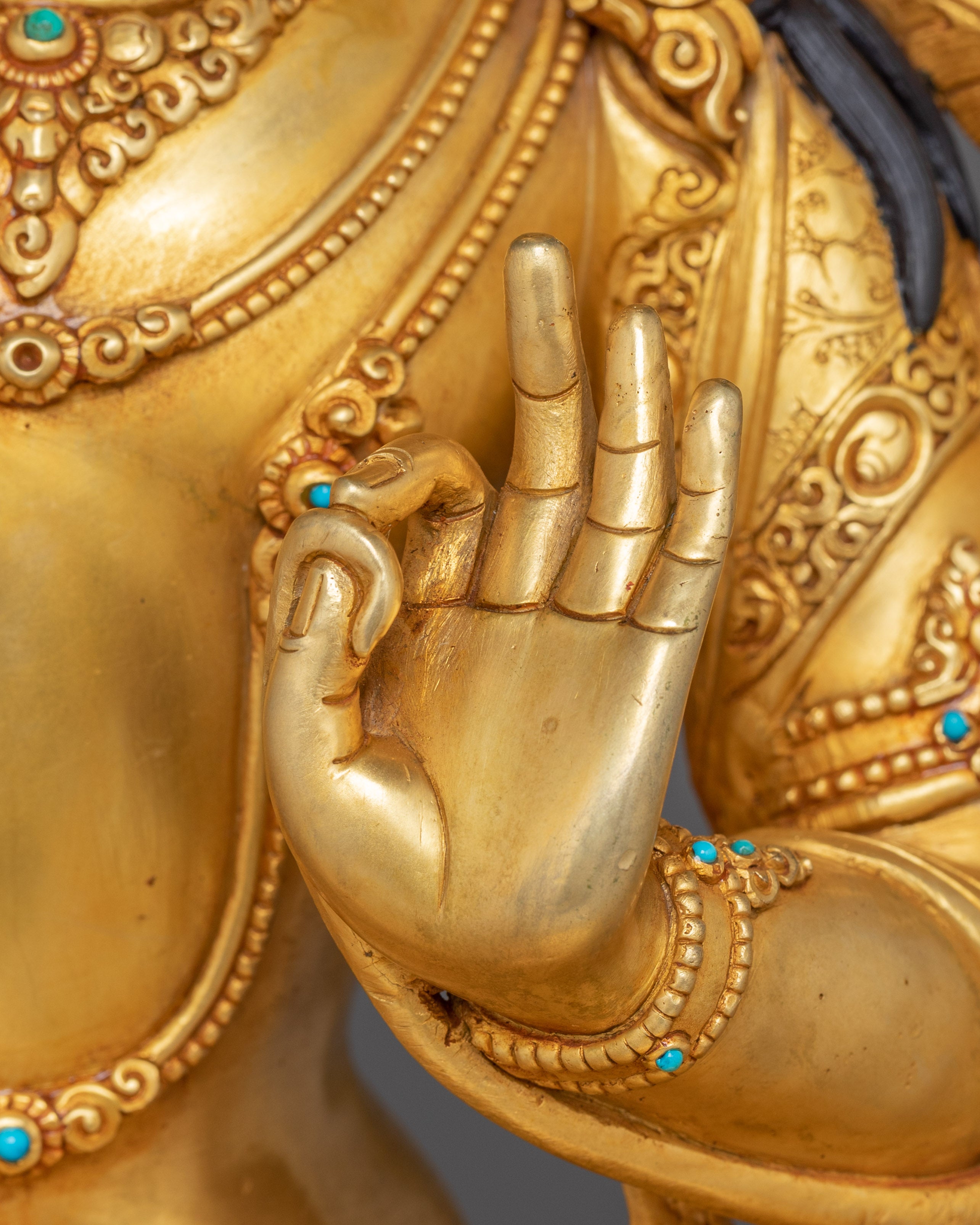 Manjushri Statue on Throne | 24K Gold Gilded Wisdom Deity