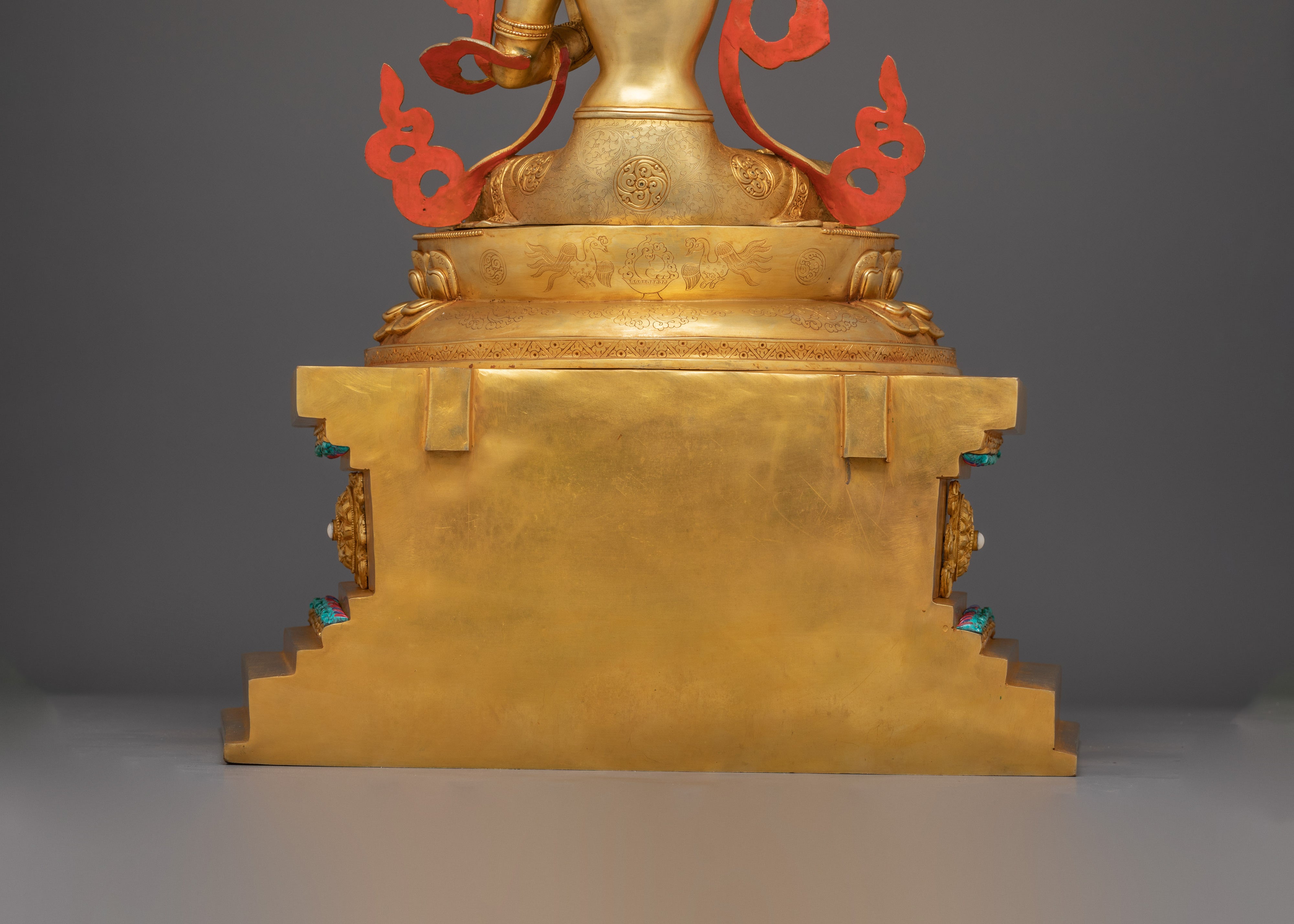 Manjushri Statue on Throne | 24K Gold Gilded Wisdom Deity