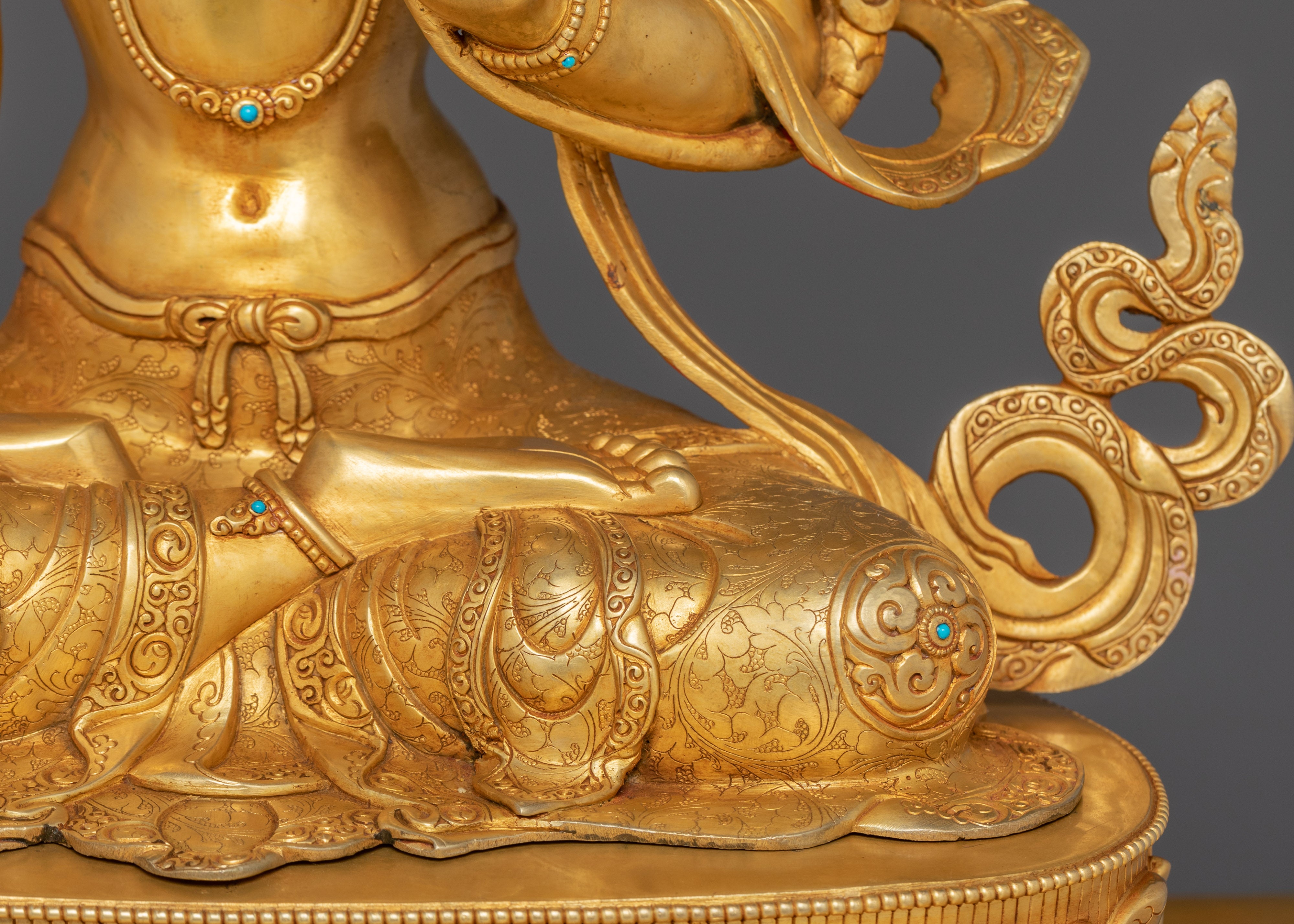 Manjushri Statue on Throne | 24K Gold Gilded Wisdom Deity