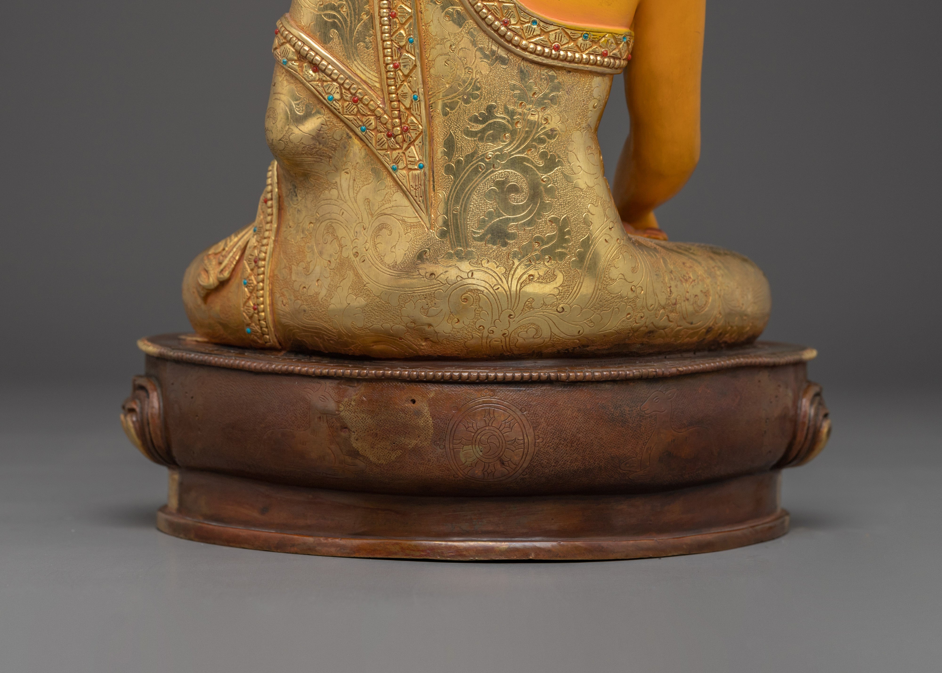 Traditional Shakyamuni Buddha Figurine | 24K Gold Gilded Statue