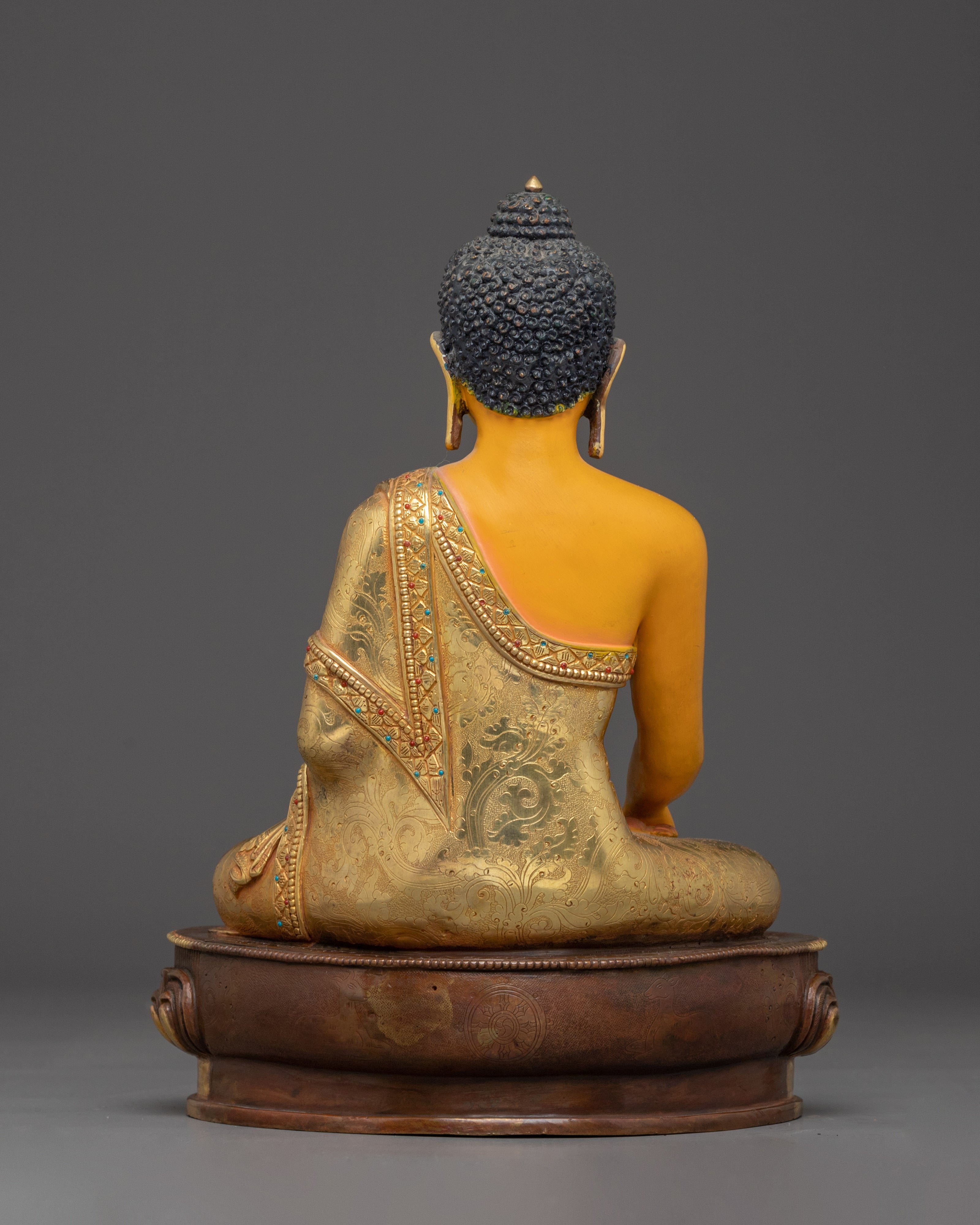 Traditional Shakyamuni Buddha Figurine | 24K Gold Gilded Statue