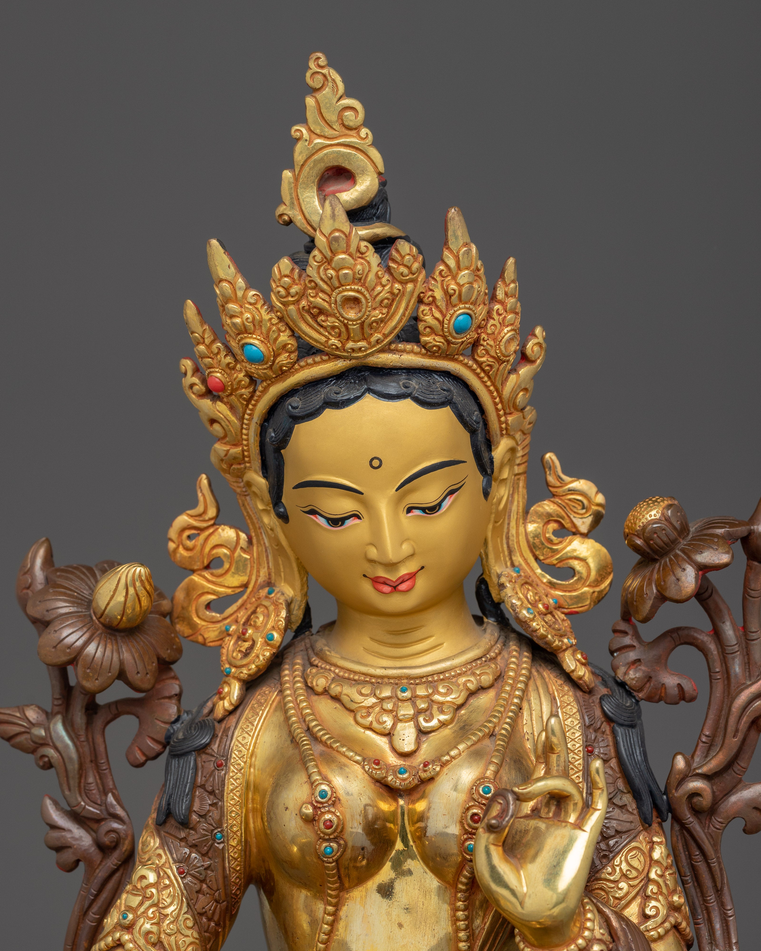 Green Tara Golden Art : Swift Liberator Goddess