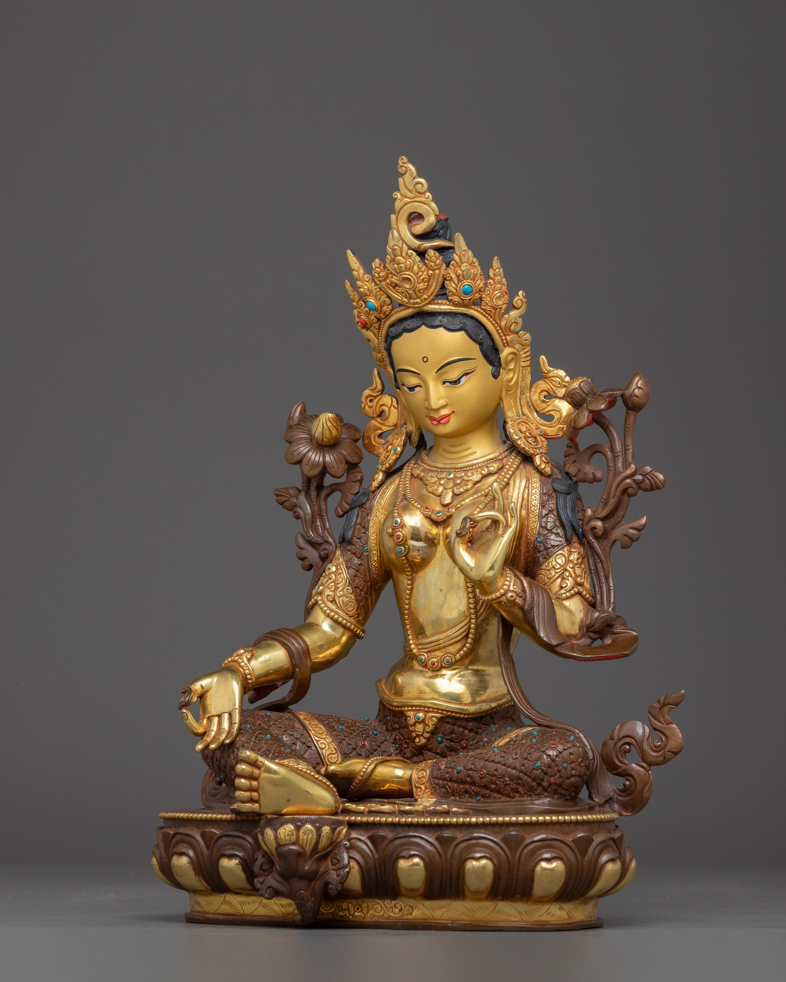 Green Tara Golden Art : Swift Liberator Goddess