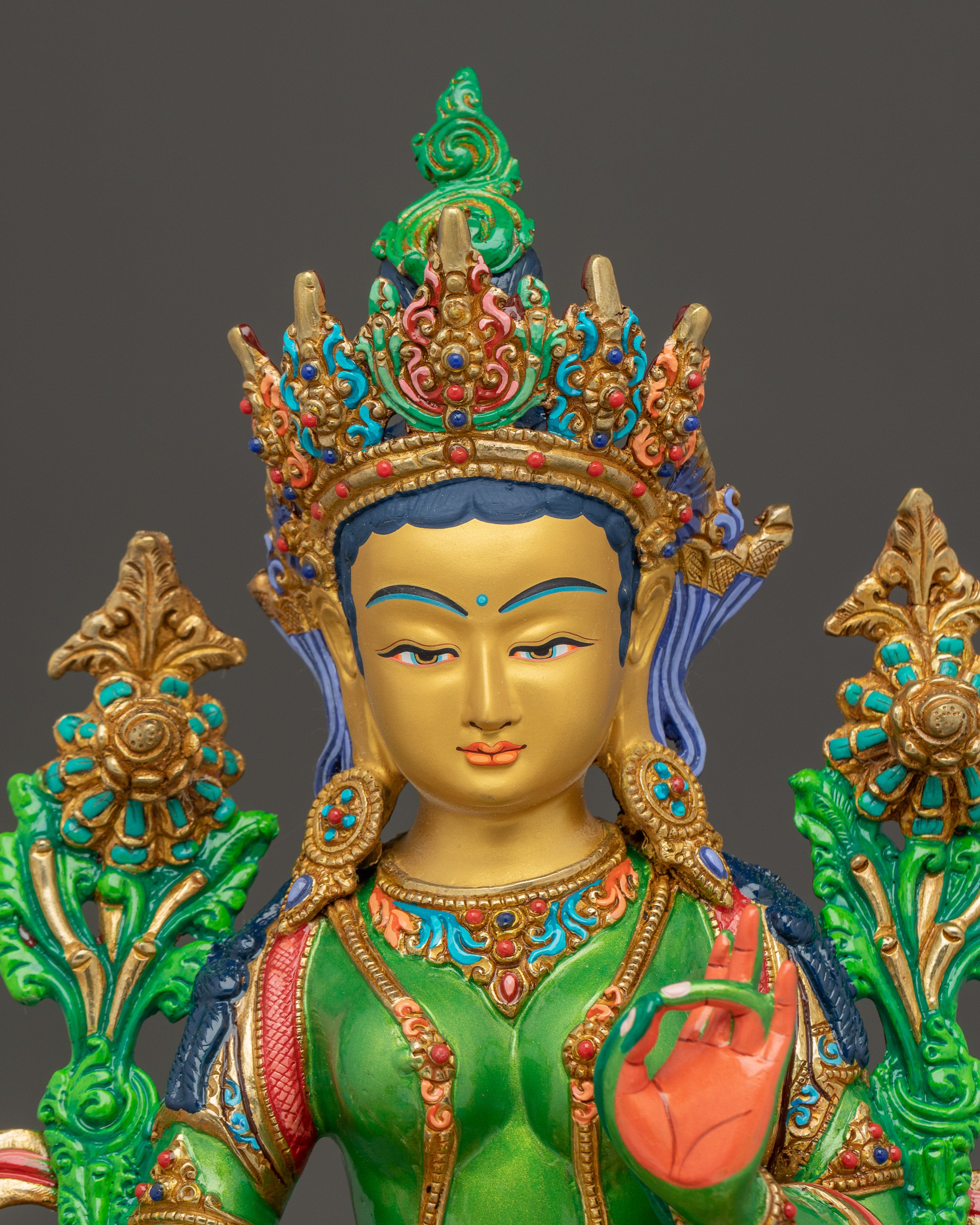 Green Tara Artwork, Divine Icon | Nepali Crafted Himalayan Statue