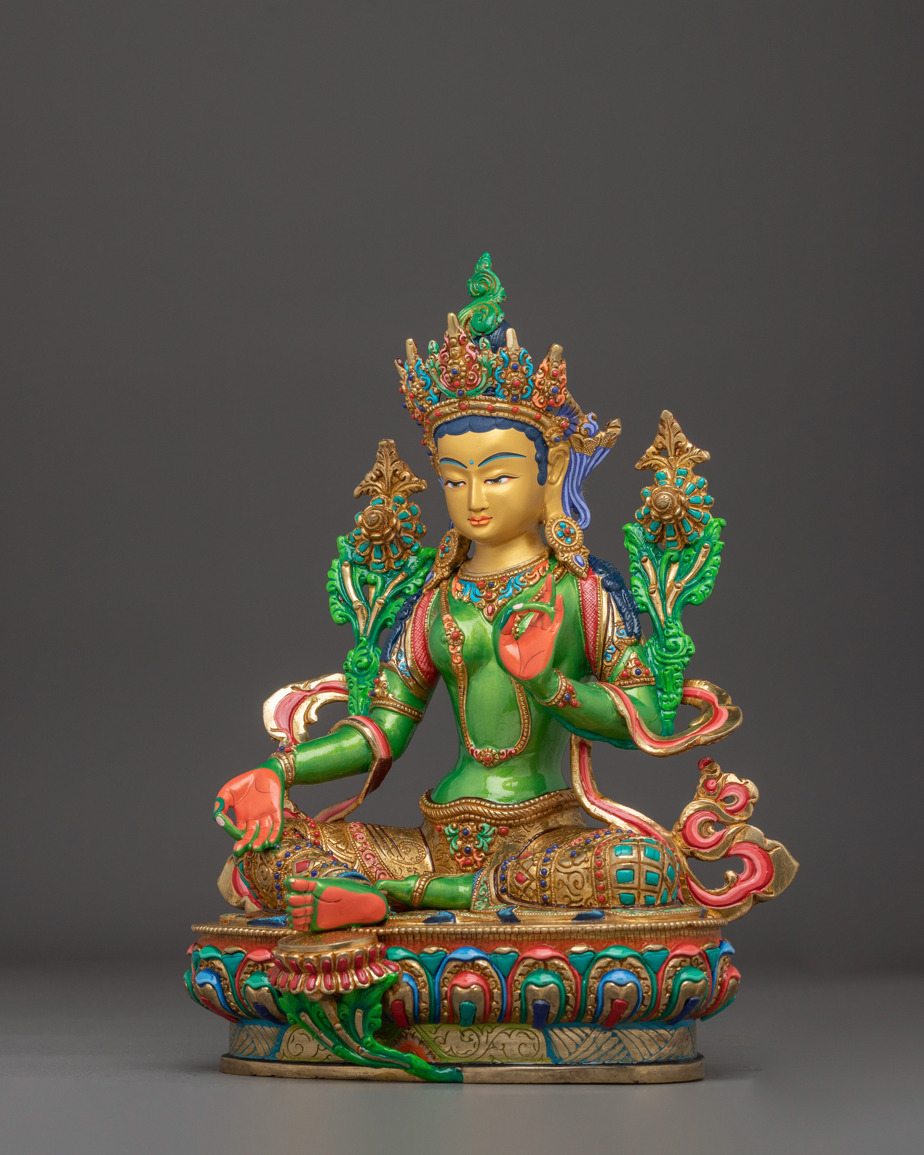 Green Tara Artwork, Divine Icon | Nepali Crafted Himalayan Statue