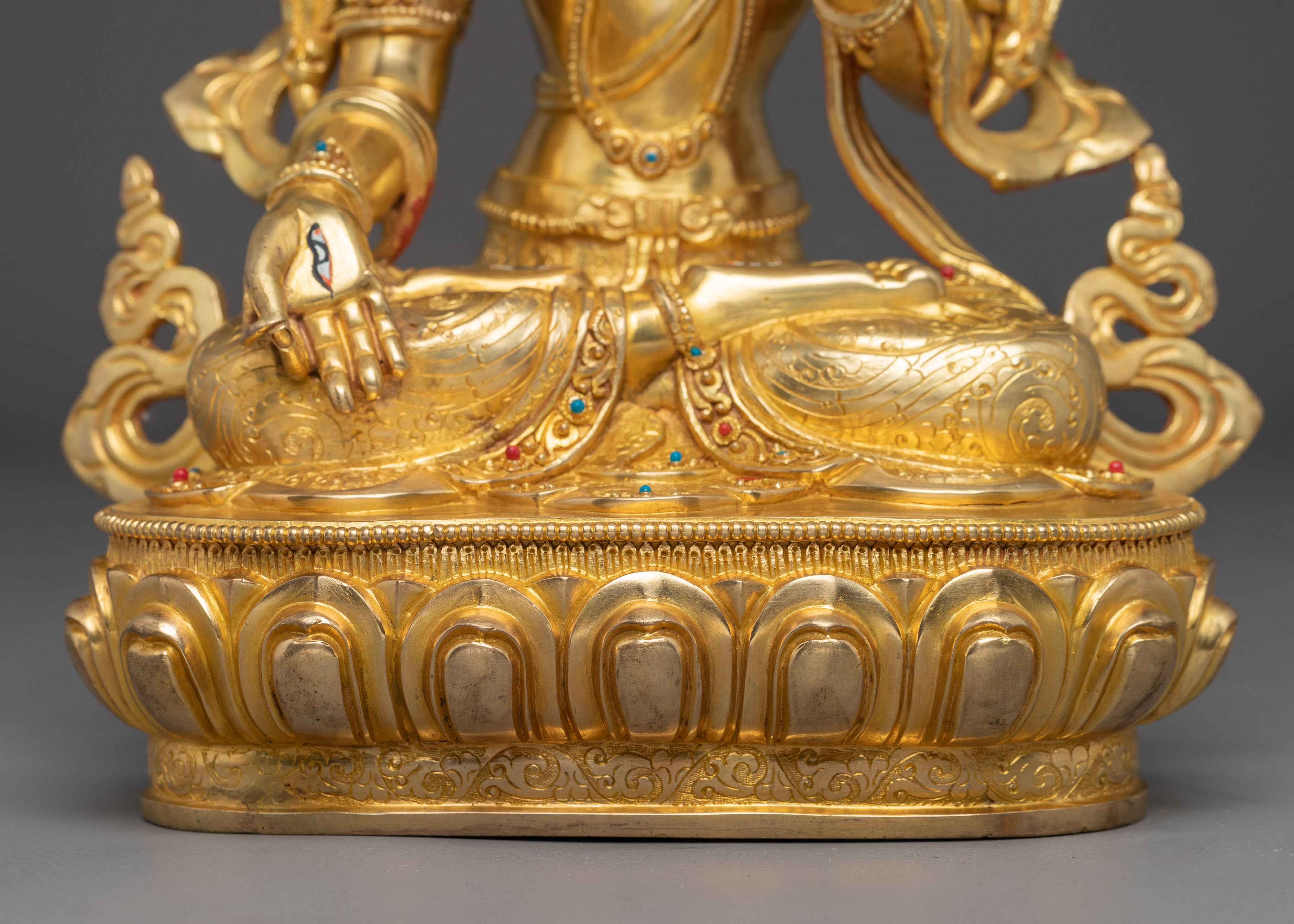 Healing Goddess Handmade White Tara Statue | Tibetan Buddhist Art