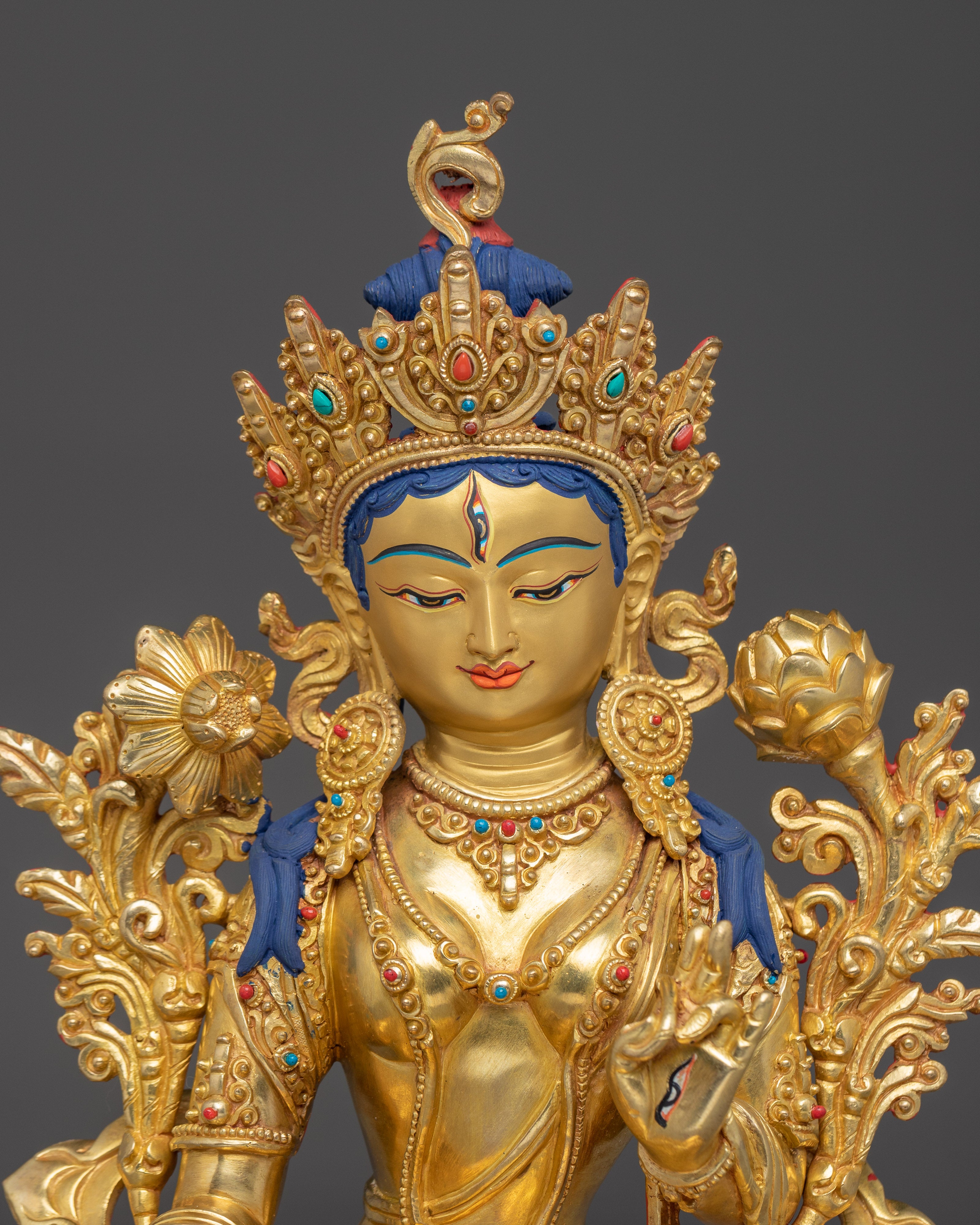 Healing Goddess Handmade White Tara Statue | Tibetan Buddhist Art