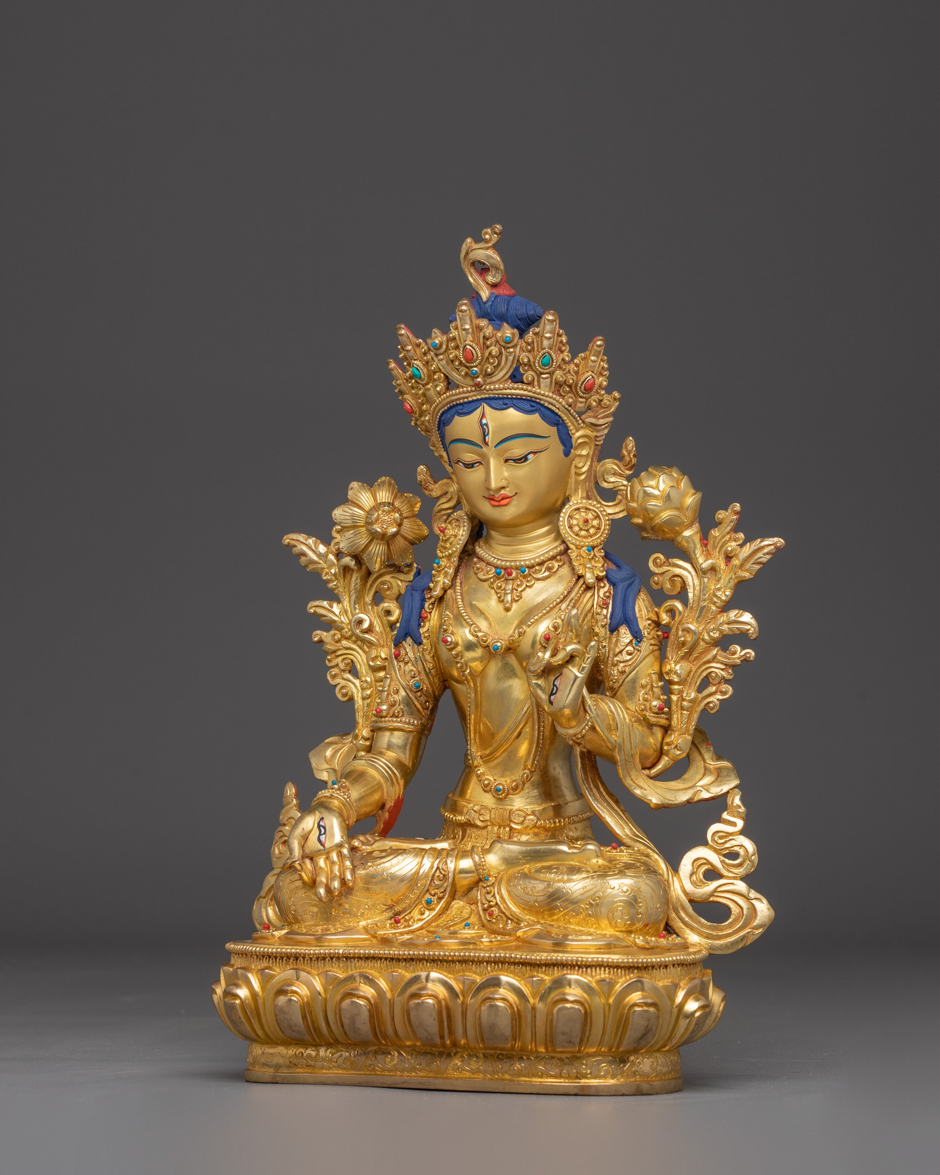 Healing Goddess Handmade White Tara Statue | Tibetan Buddhist Art