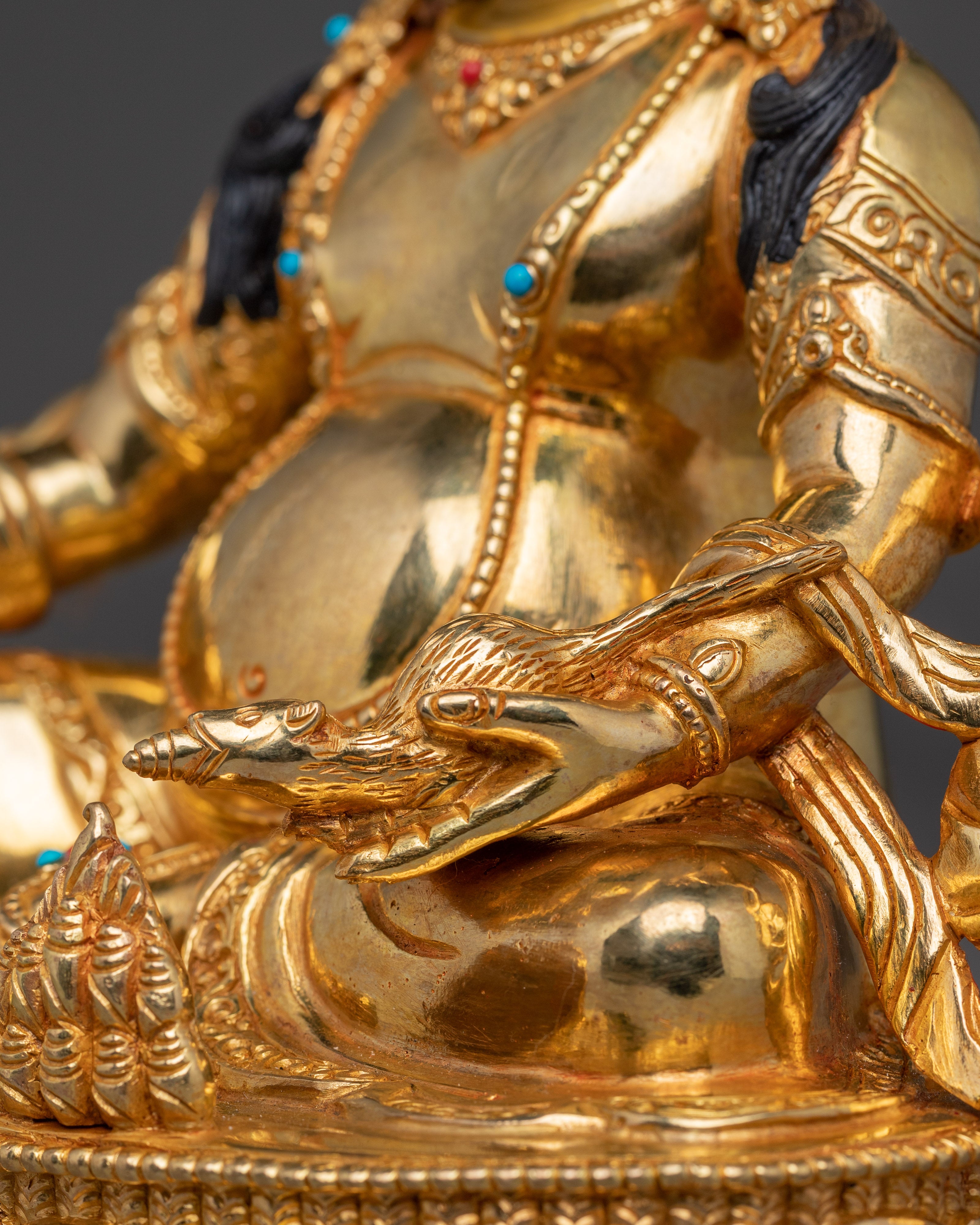 Tibetan Icon Dzambhala Statue: Buddhist Wealth God