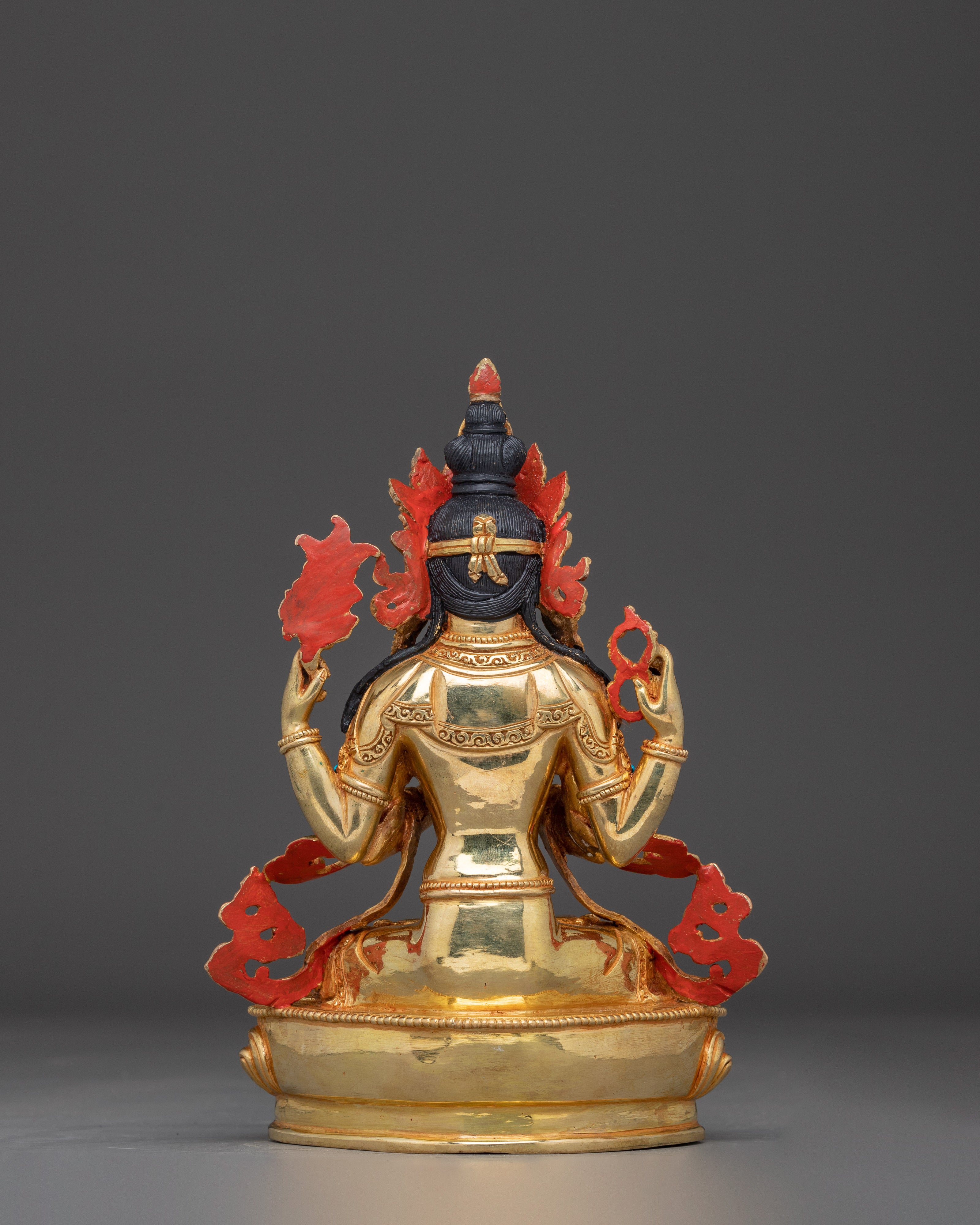 Golden Chenrezig Statue: Bodhisattva of Wisdom