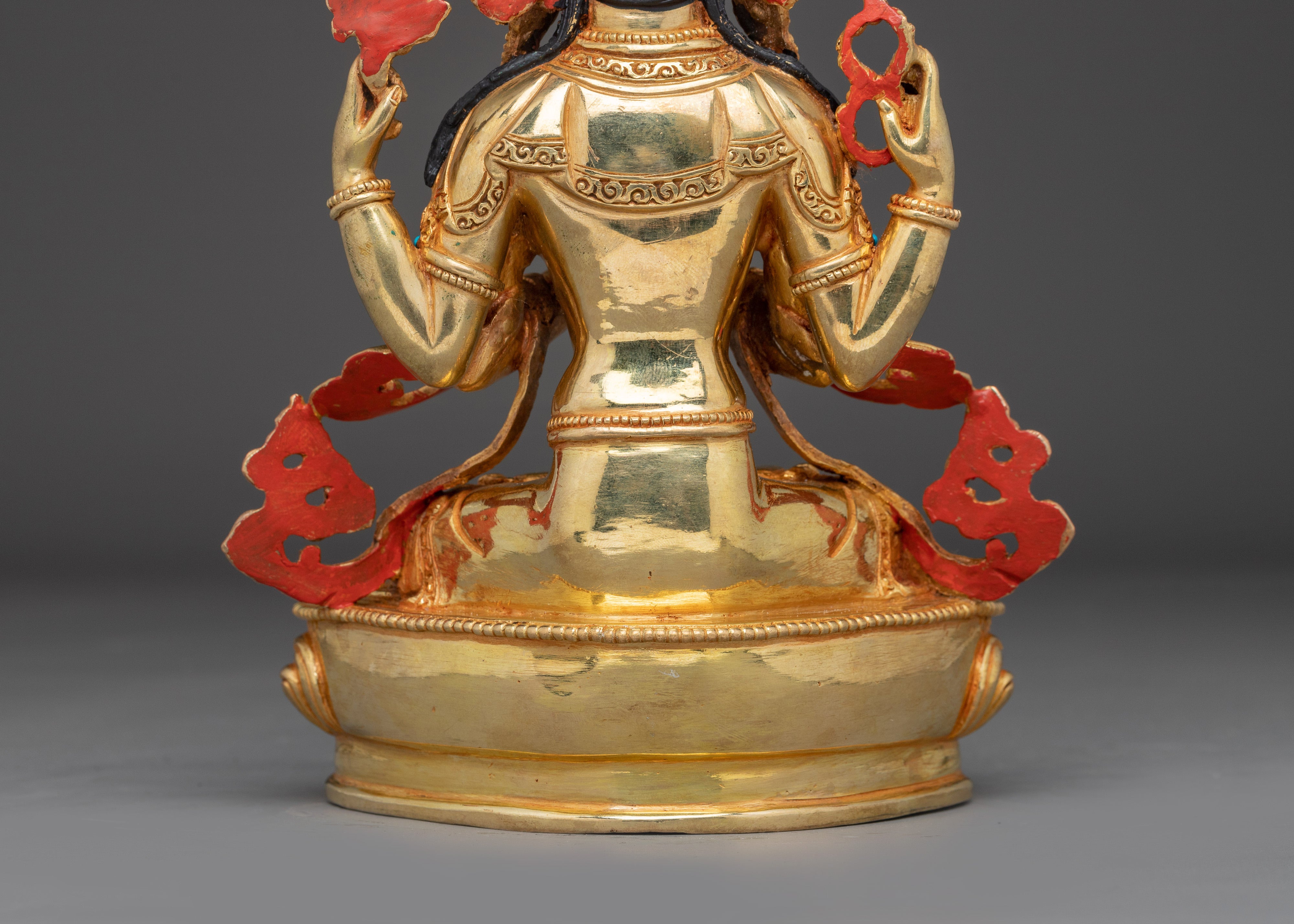 Golden Chenrezig Statue: Bodhisattva of Wisdom