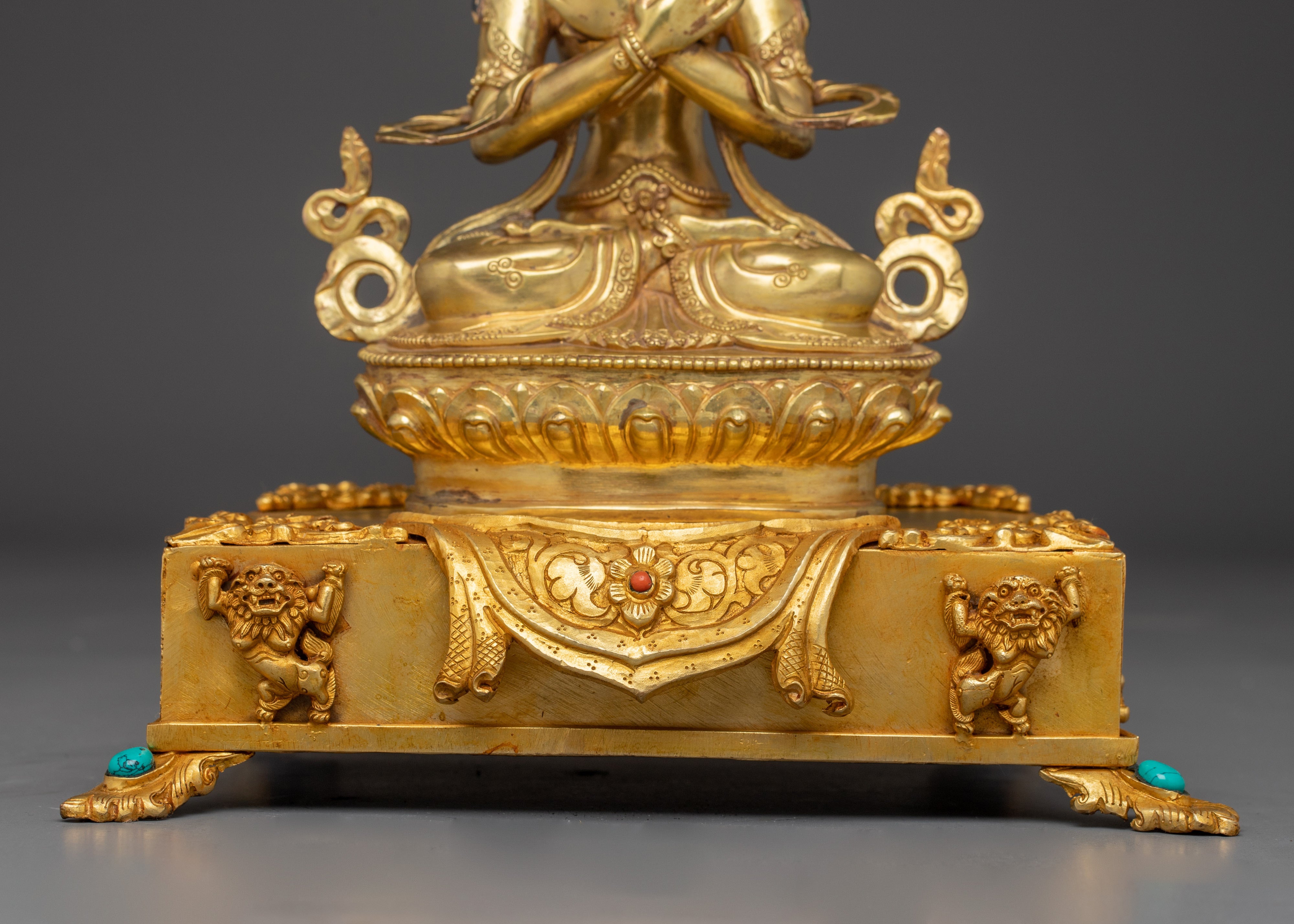 Sacred Vajradhara on Throne Statue | Himalayan Gold Gilded Art