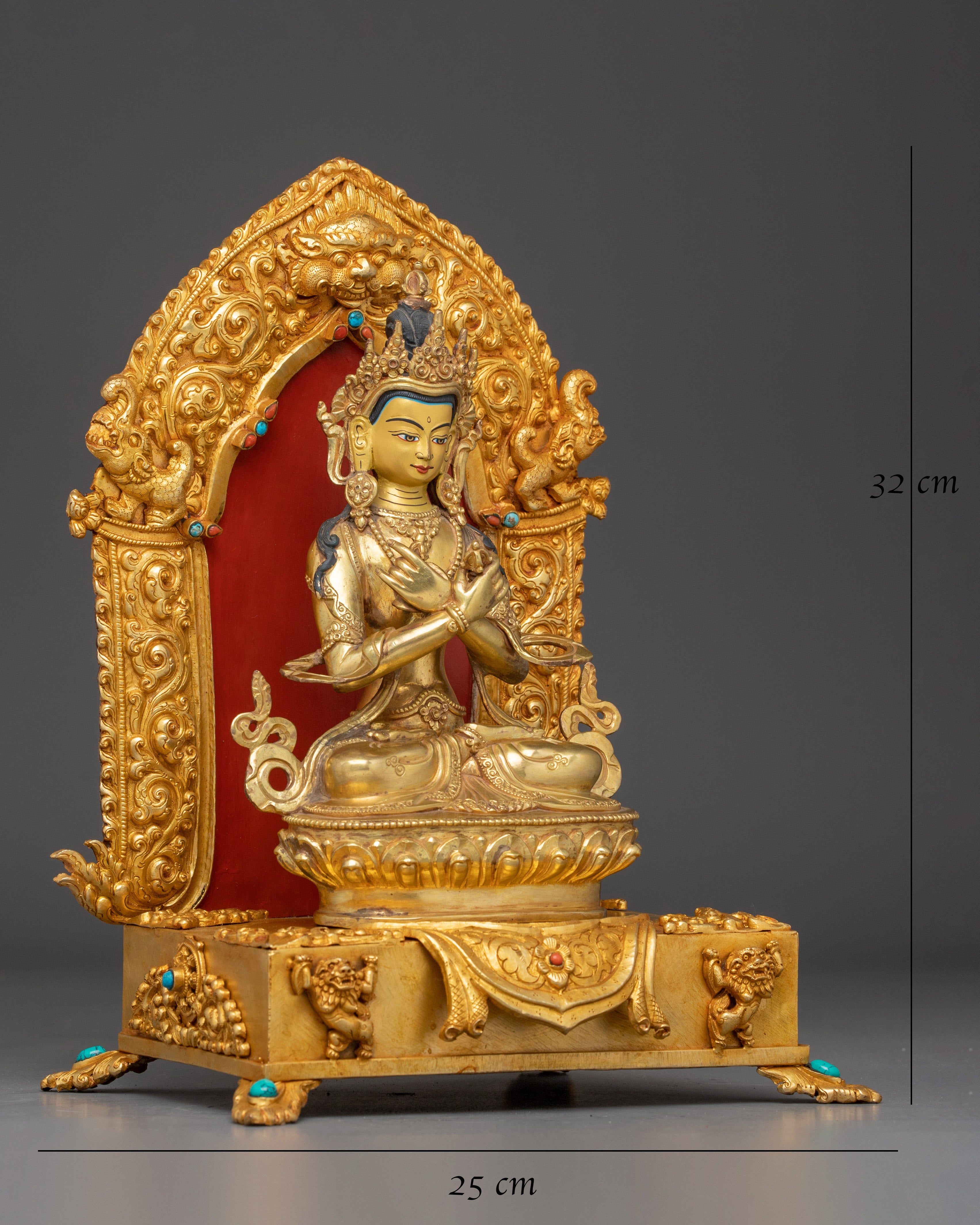 Sacred Vajradhara on Throne Statue | Himalayan Gold Gilded Art