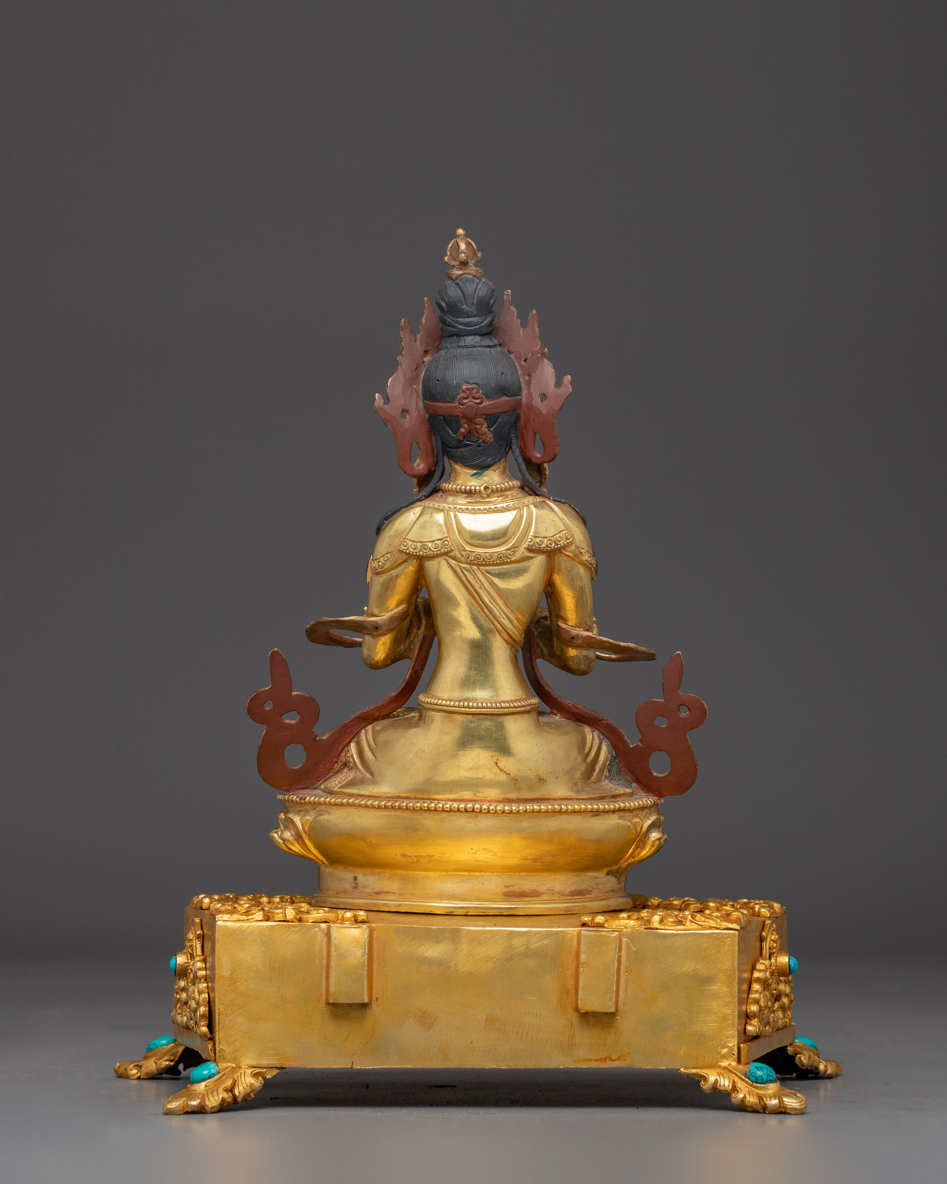 Sacred Vajradhara on Throne Statue | Himalayan Gold Gilded Art