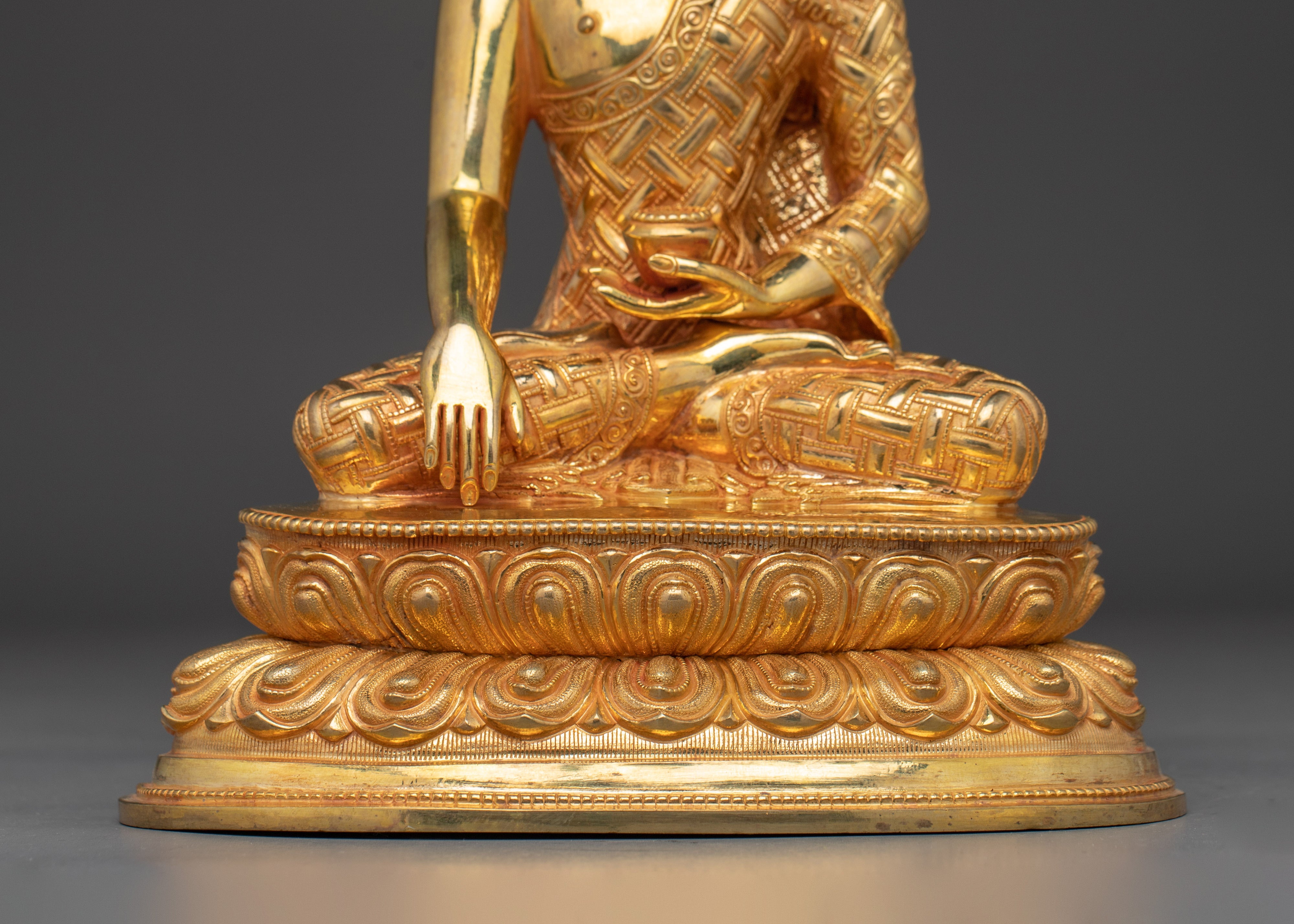 Golden Shakyamuni Buddha Art, Wisdom Guide | Himalayan Nepali Crafted Icon