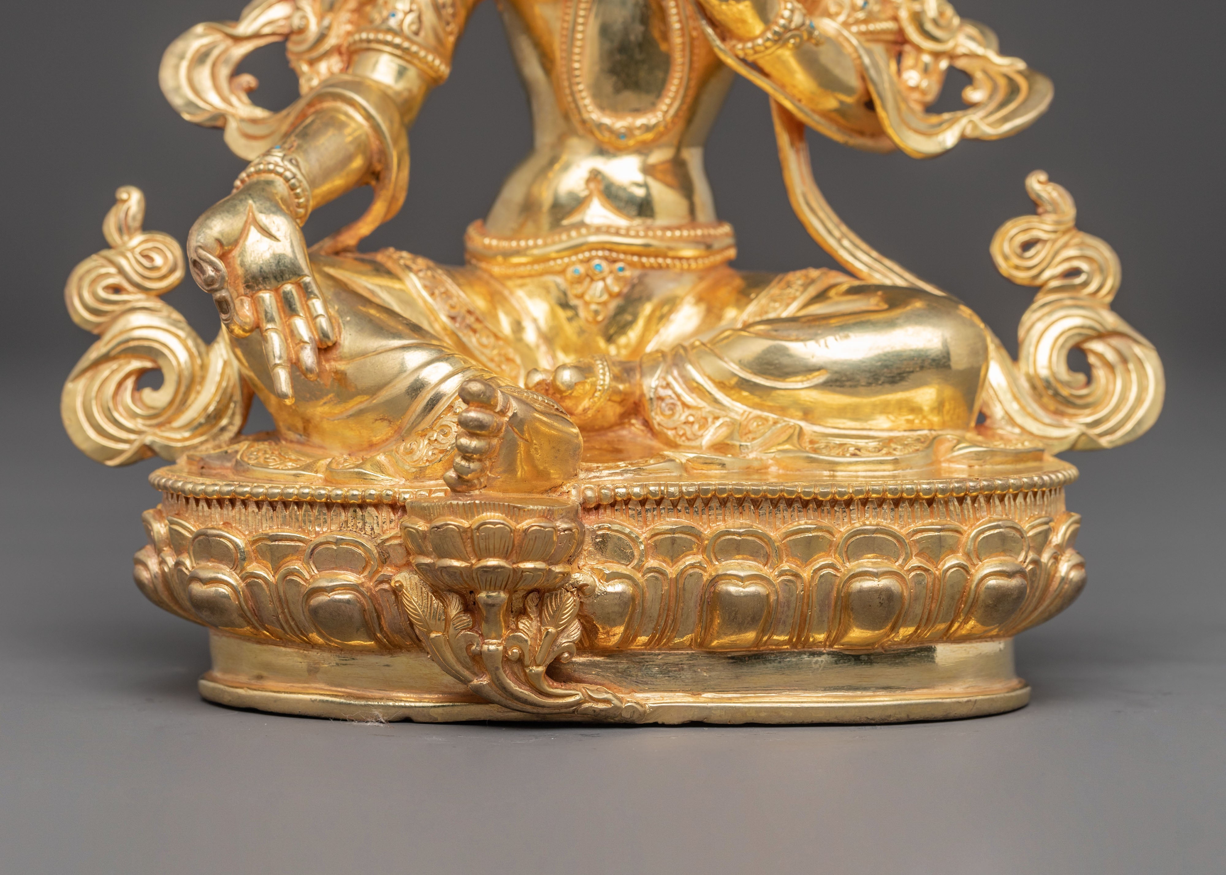 Handcrafted Golden Statue of Goddess Green Tara | Mother of All Buddhas