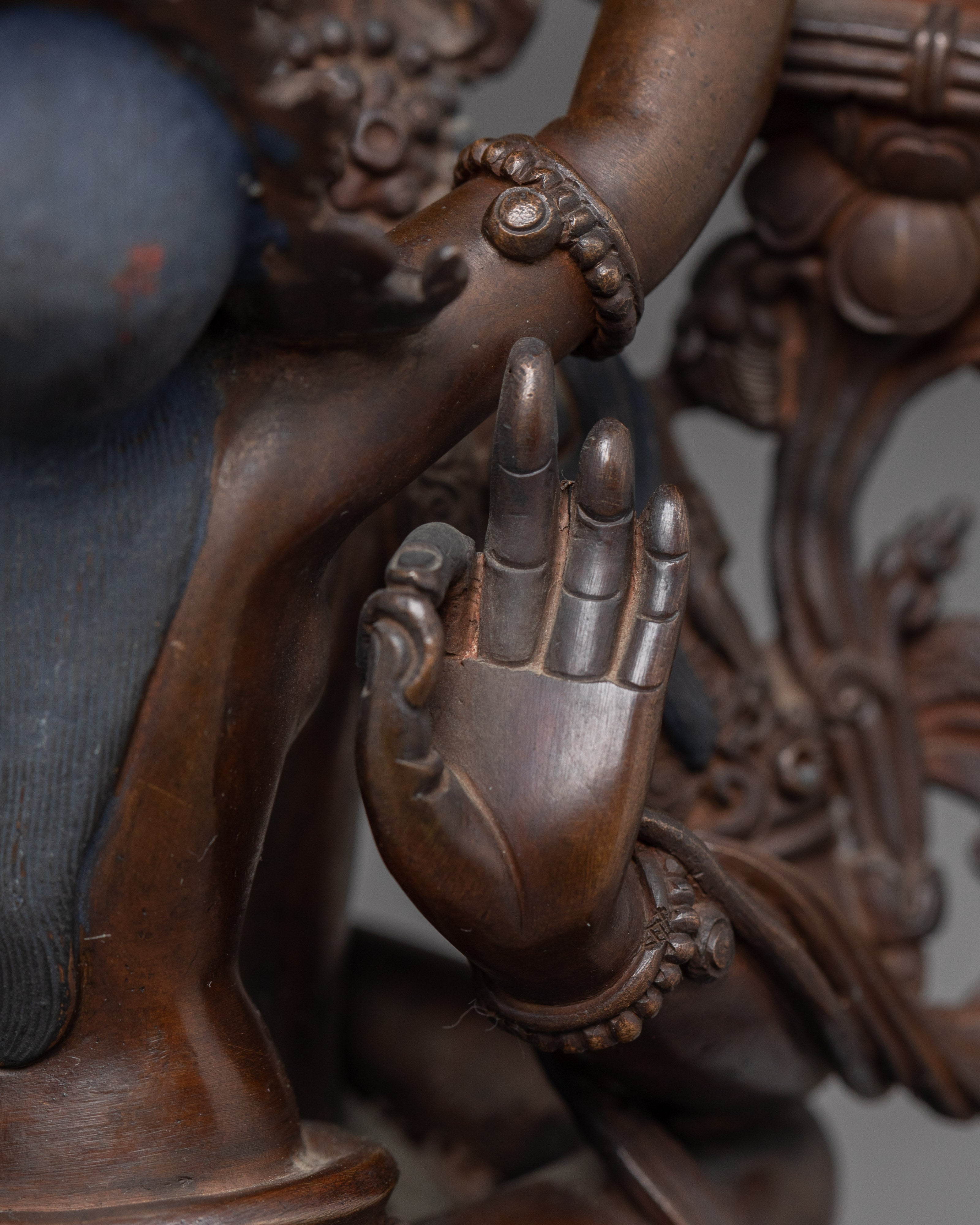 Oxidized Copper Statue Manjushri with Consort