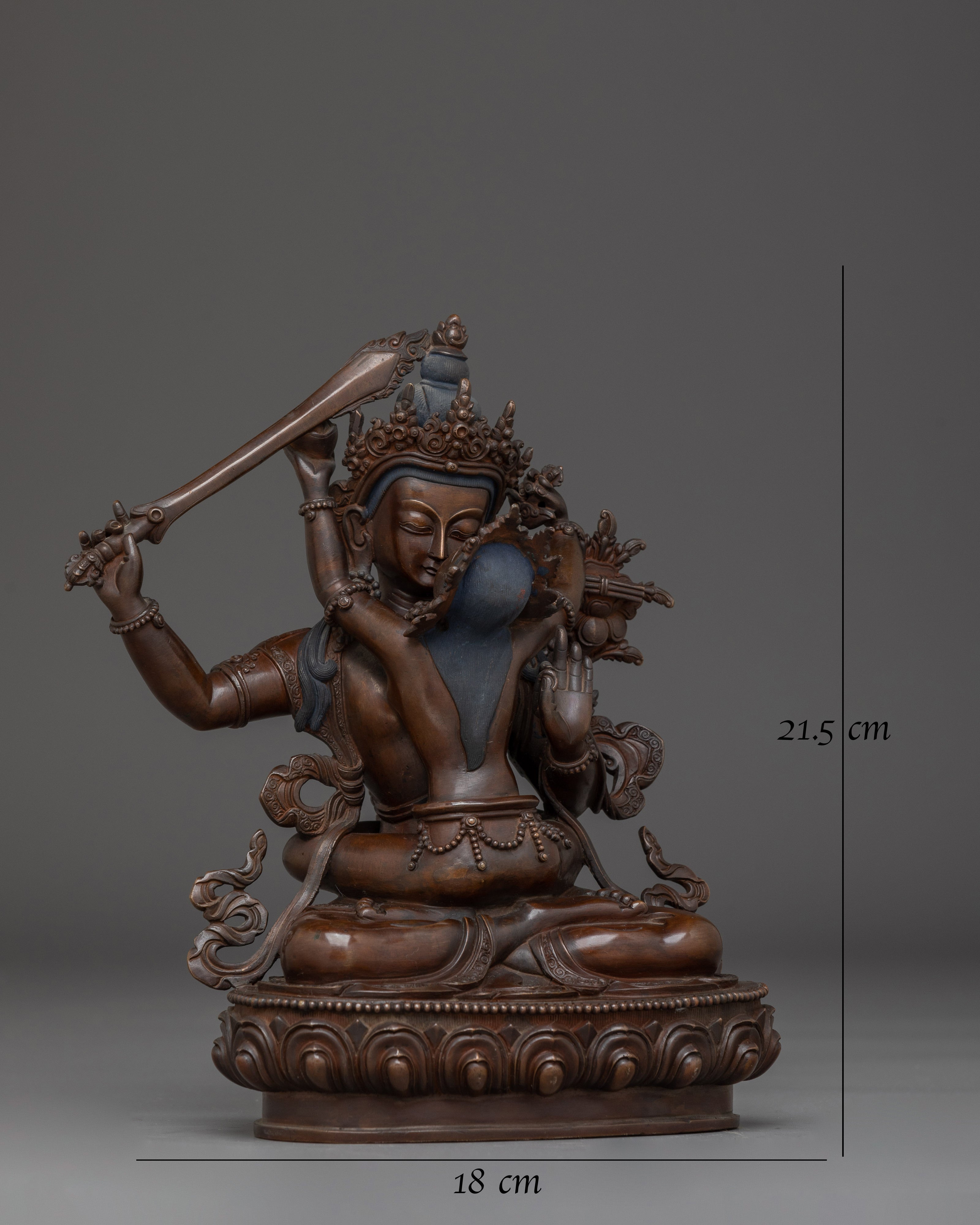 Oxidized Copper Statue Manjushri with Consort