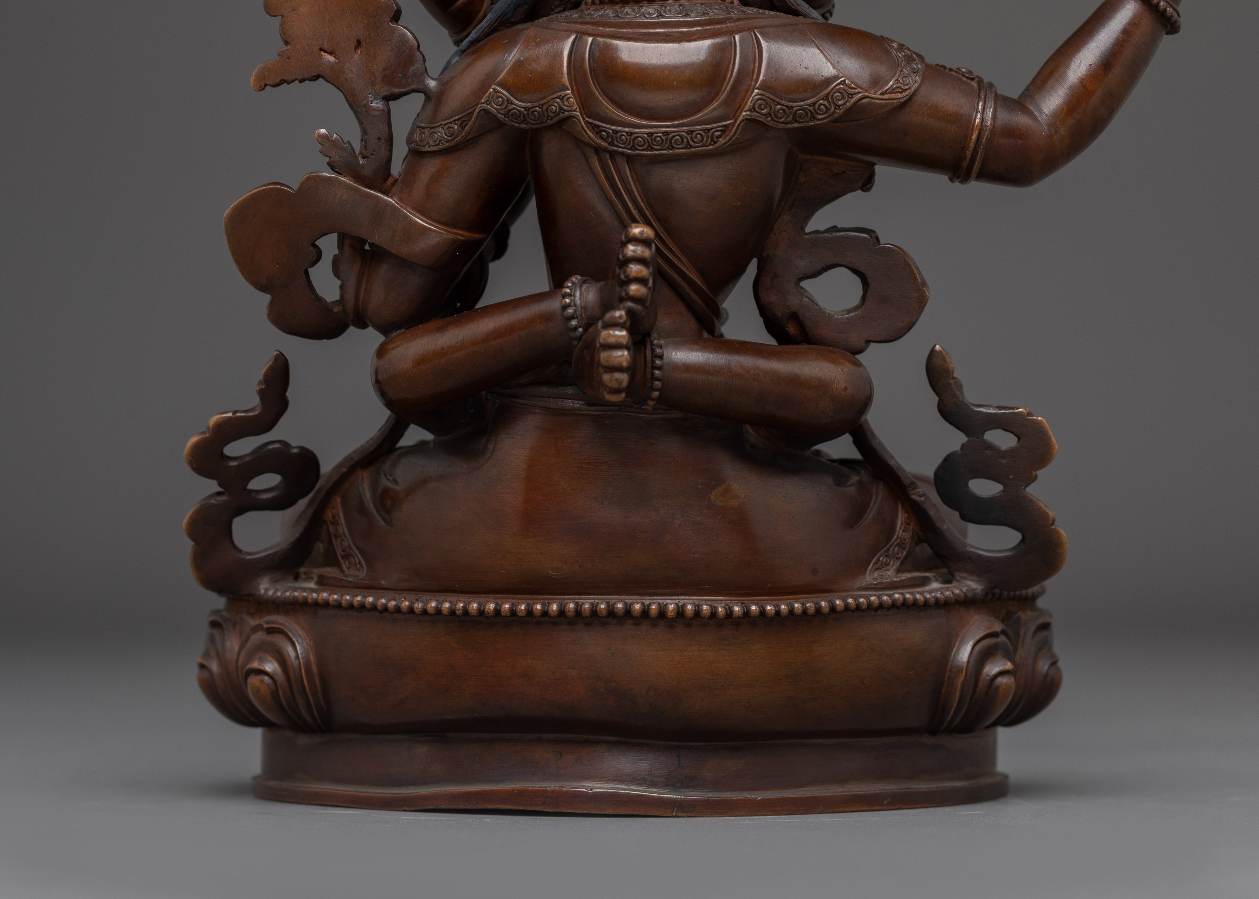 Oxidized Copper Statue Manjushri with Consort