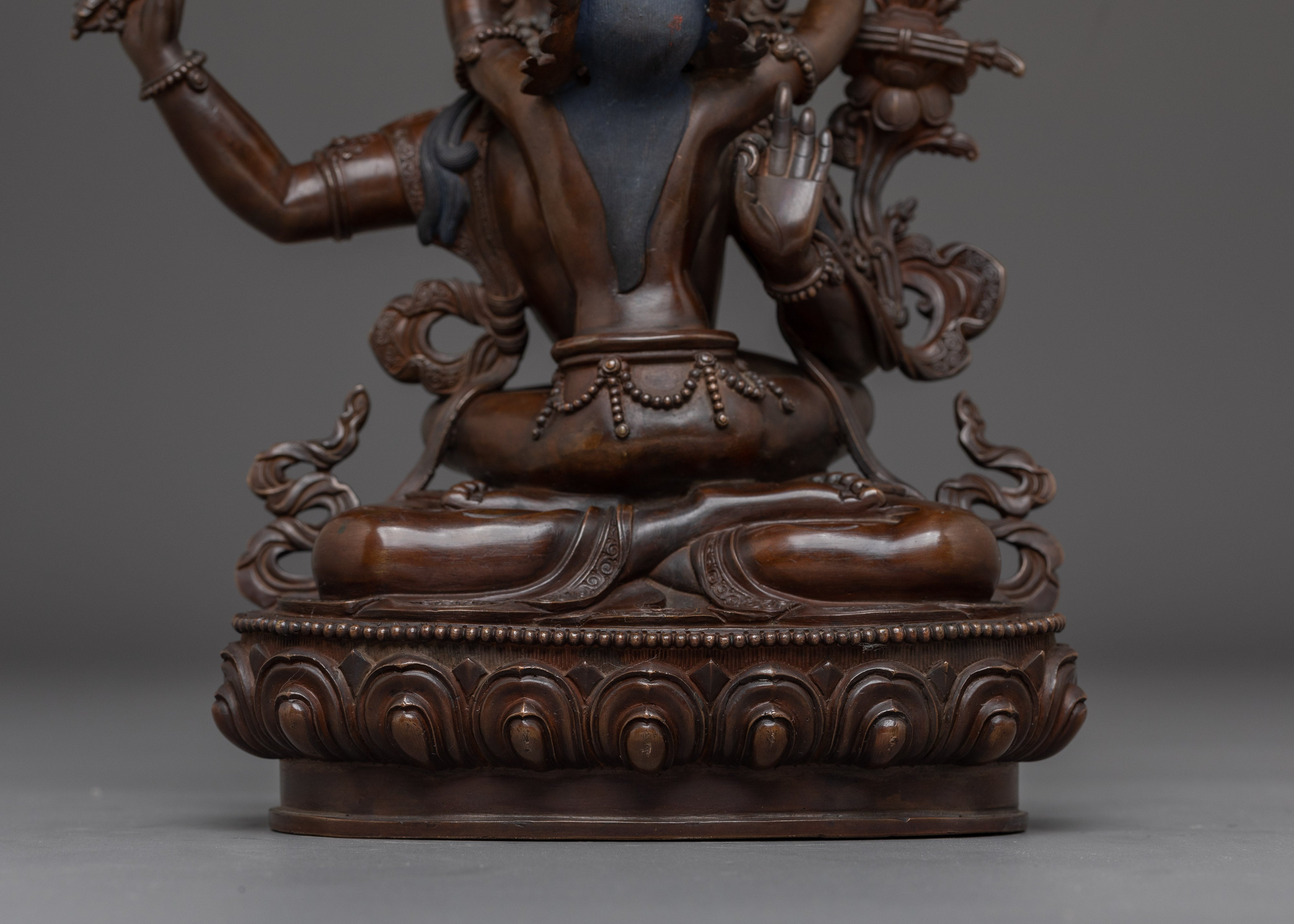 Oxidized Copper Statue Manjushri with Consort