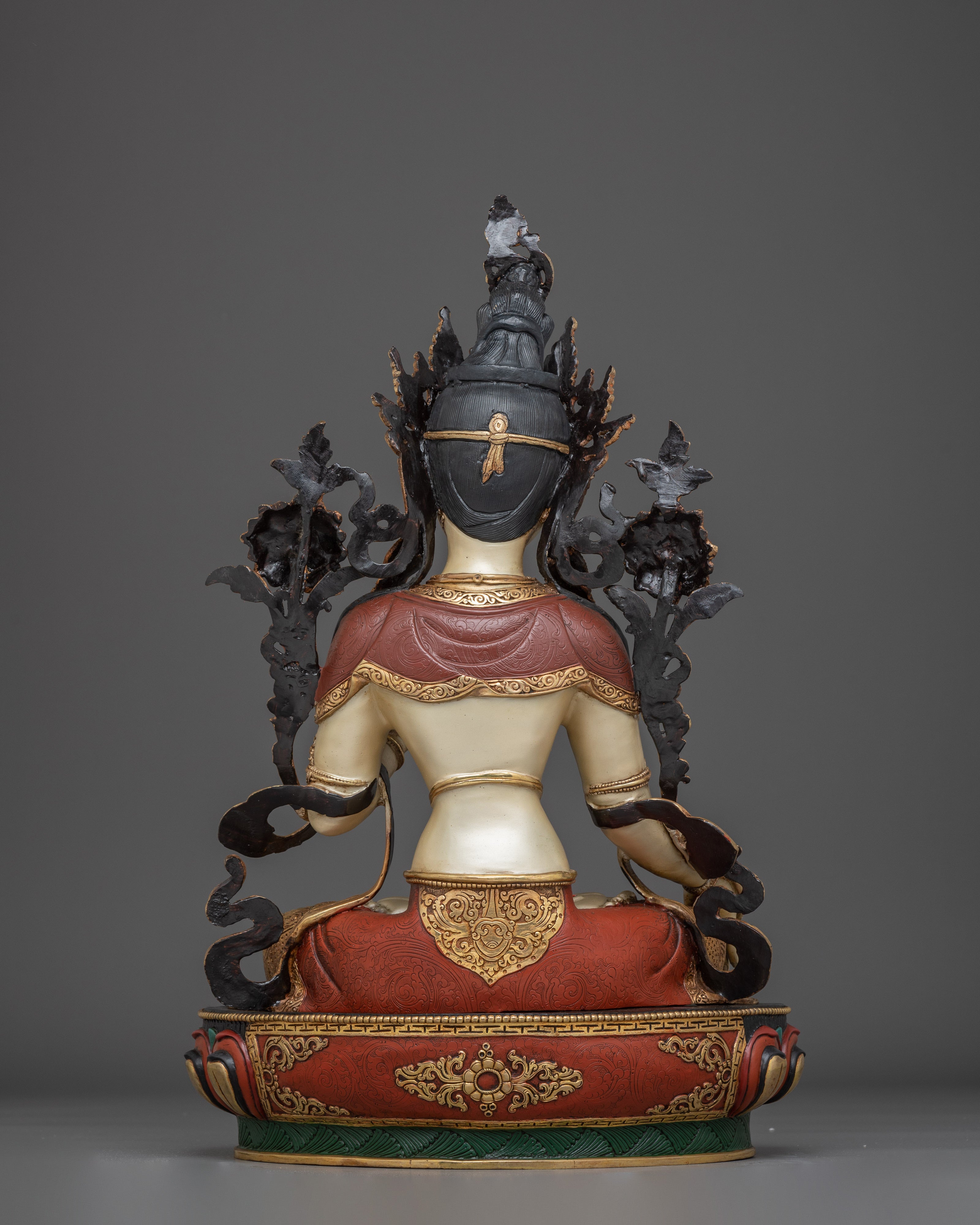 Himalayan White Tara Statue: Nepali Handcrafted Gold Icon