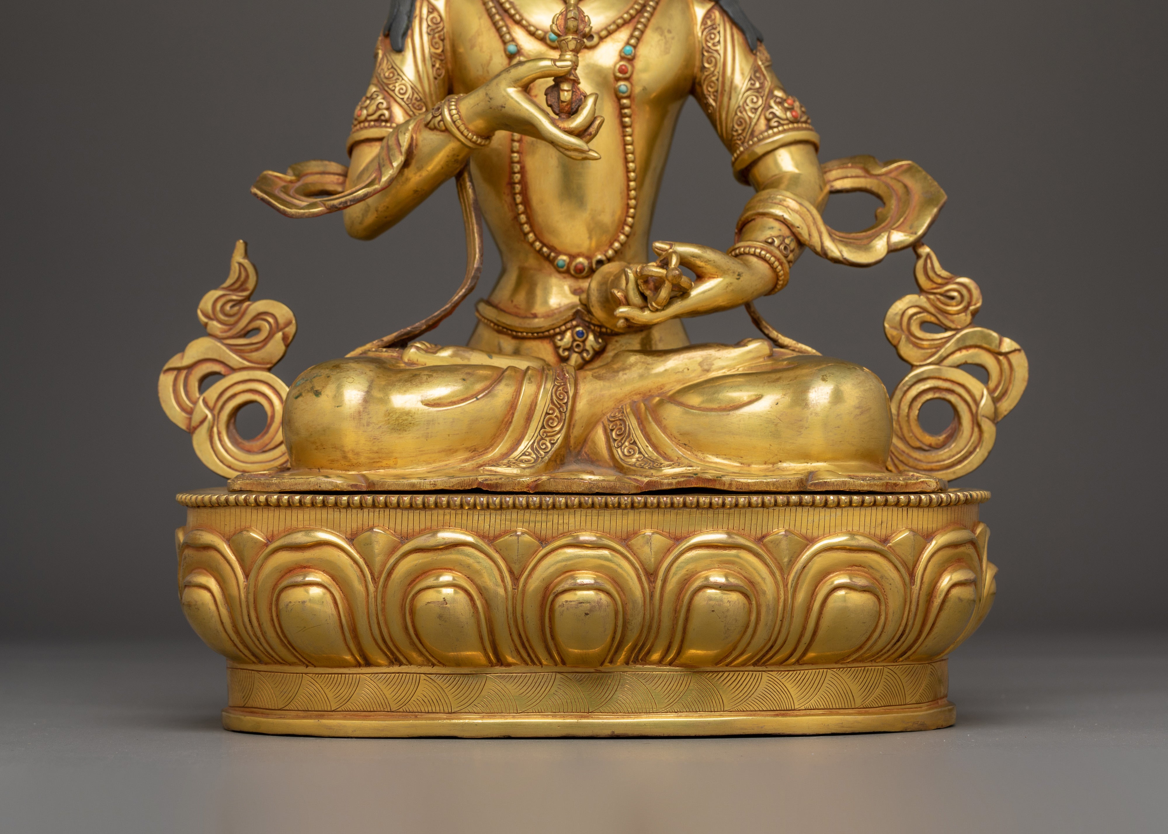 Tibetan Golden Vajrasattva Figurine | Sacred Bodhisattva of Purity