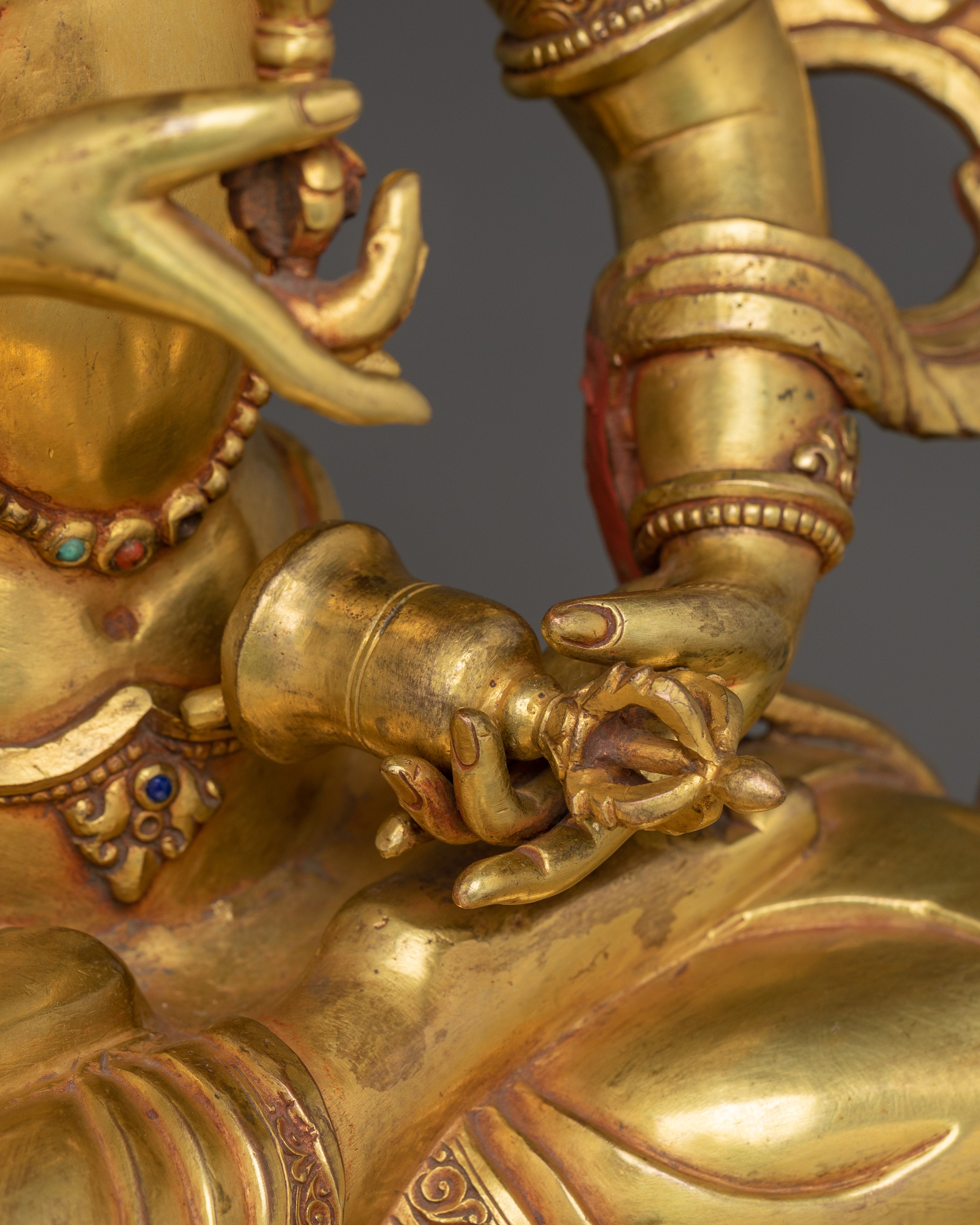 Tibetan Golden Vajrasattva Figurine | Sacred Bodhisattva of Purity